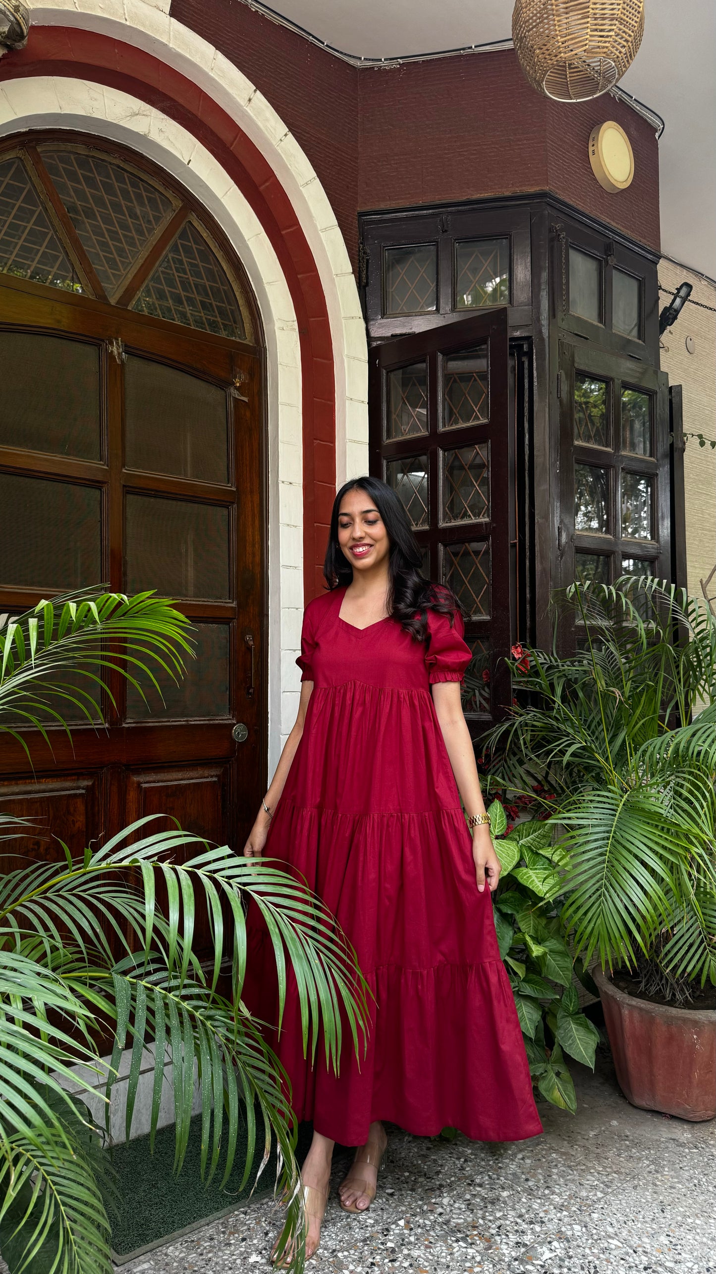 Maternity Splash of Color Cotton Maxi - Maroon