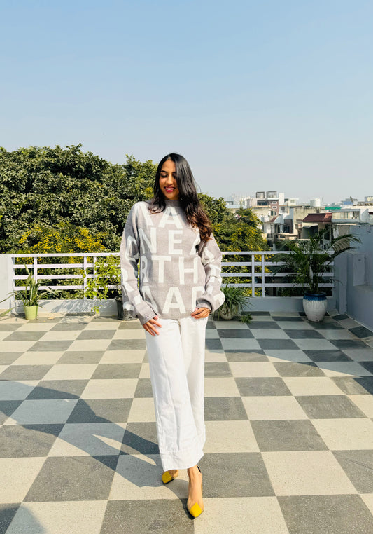 ABCD Sweater (Free Size) - Grey