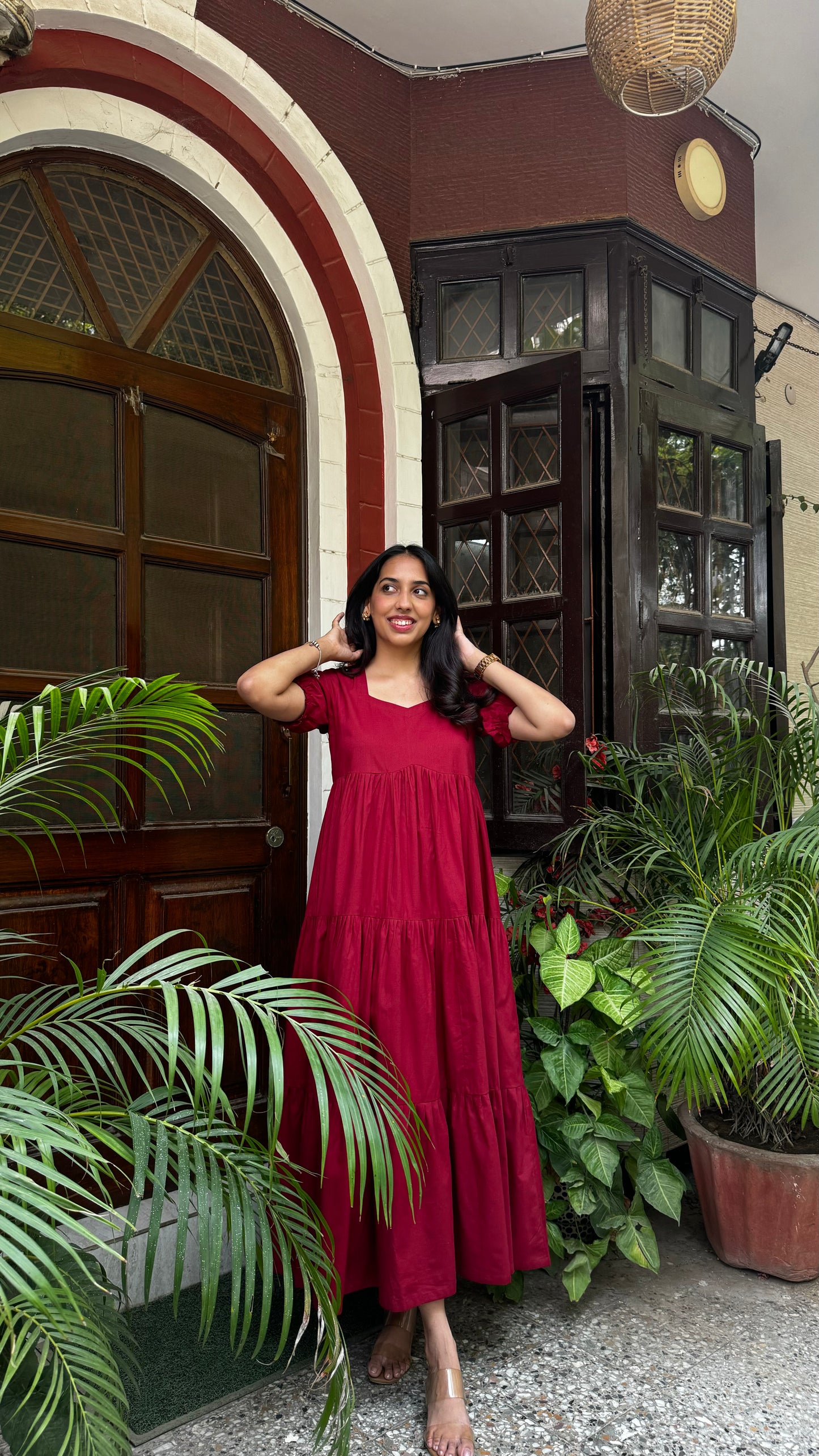 Maternity Splash of Color Cotton Maxi - Maroon
