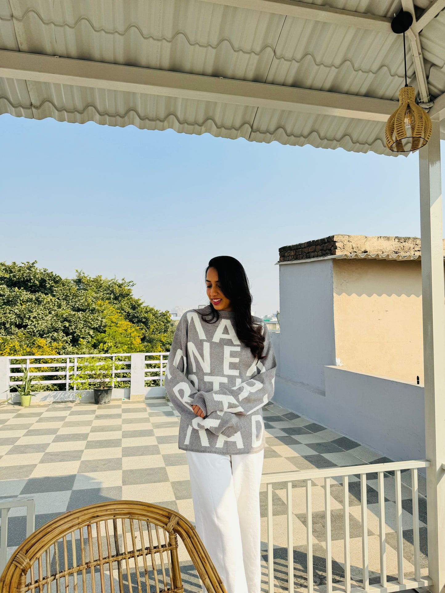 ABCD Sweater (Free Size) - Grey