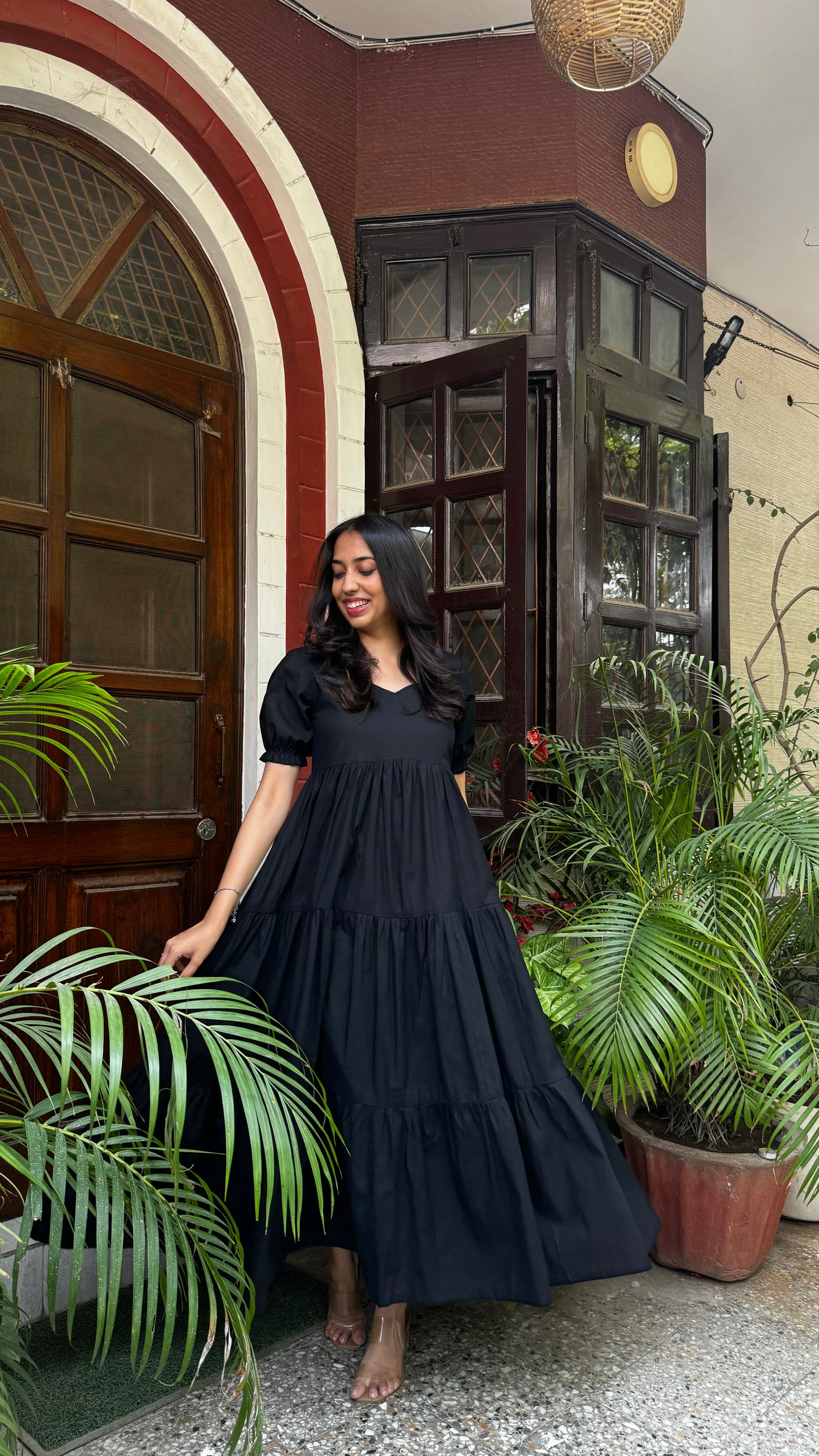 Maternity Splash of Color Cotton Maxi - Black