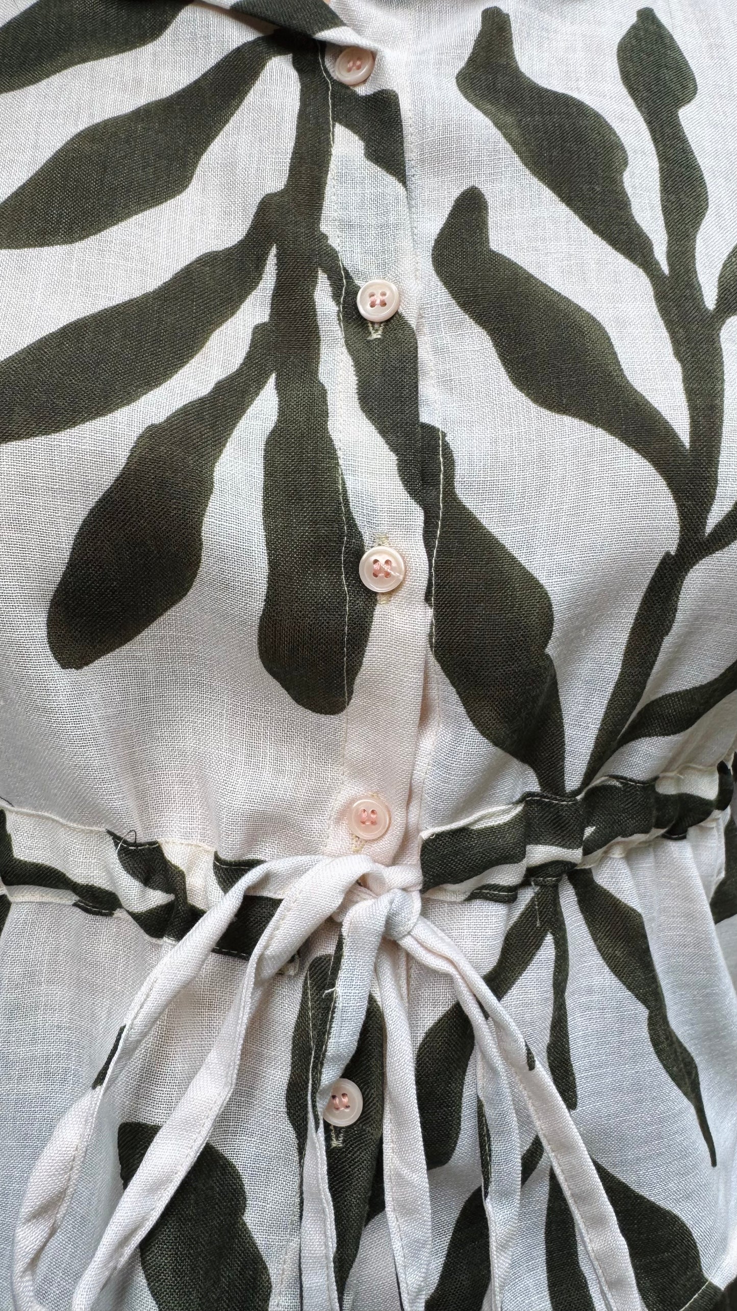 Little Leaflet Cotton Top (With Sleeve) - Cream