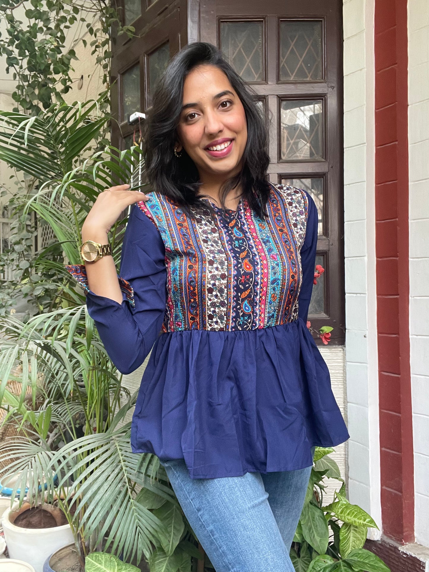 Printed Peplum Top