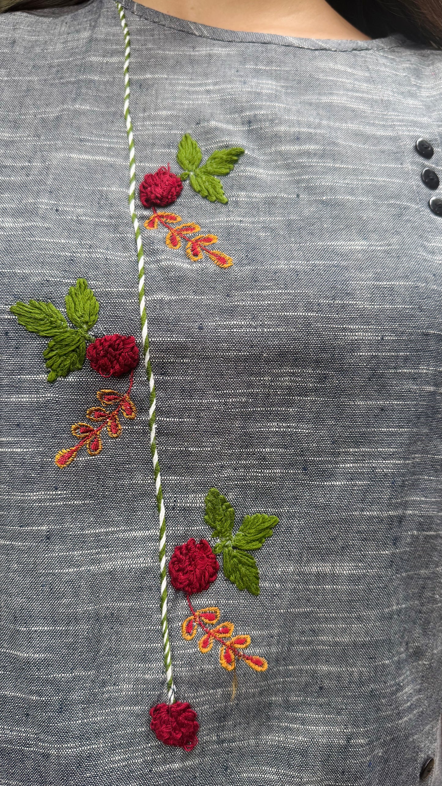 Charming Cherry Cotton Top - Grey