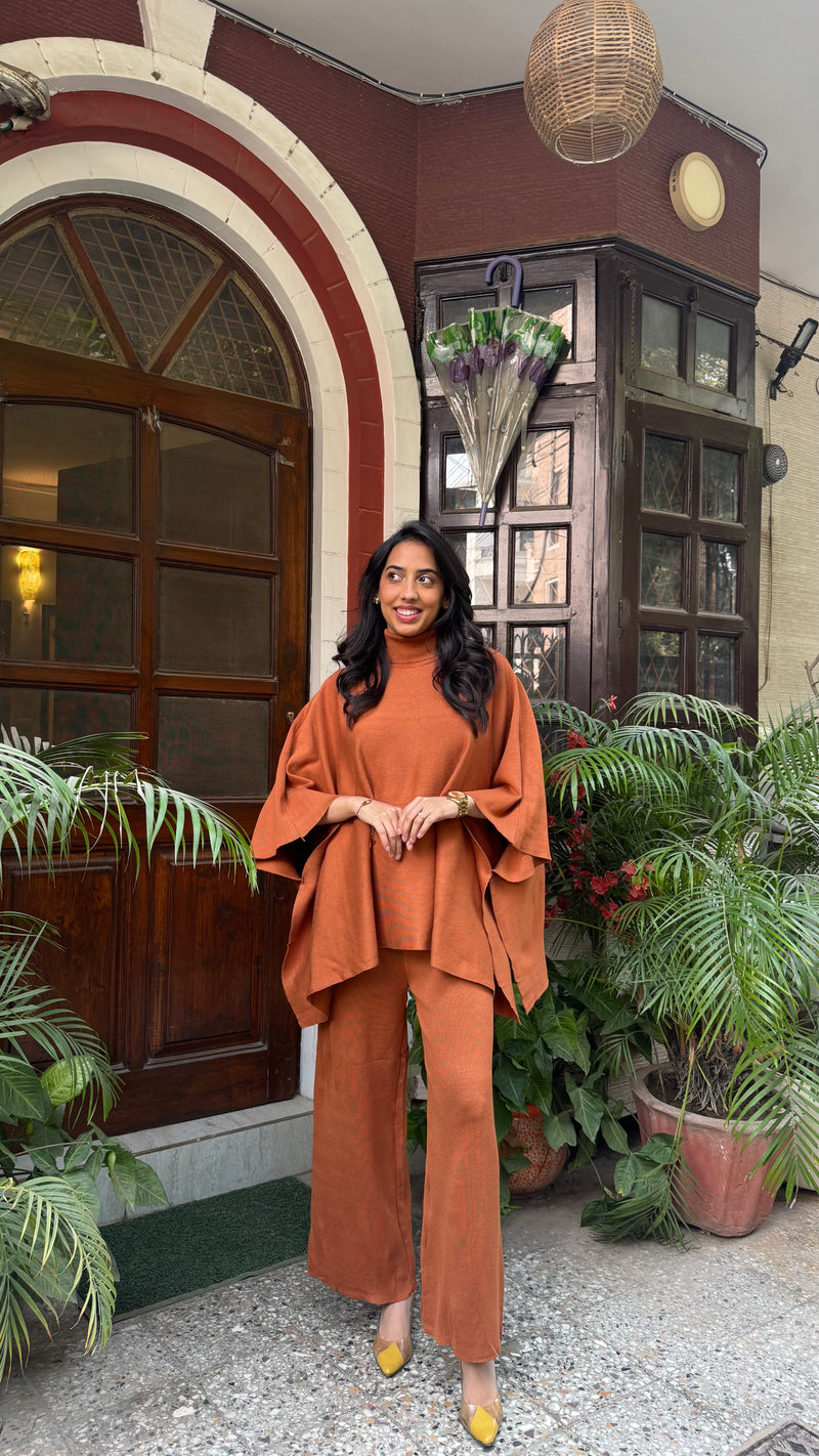 Ultimate Luxe Poncho Set - Brown (Free Size) - Premium Collection