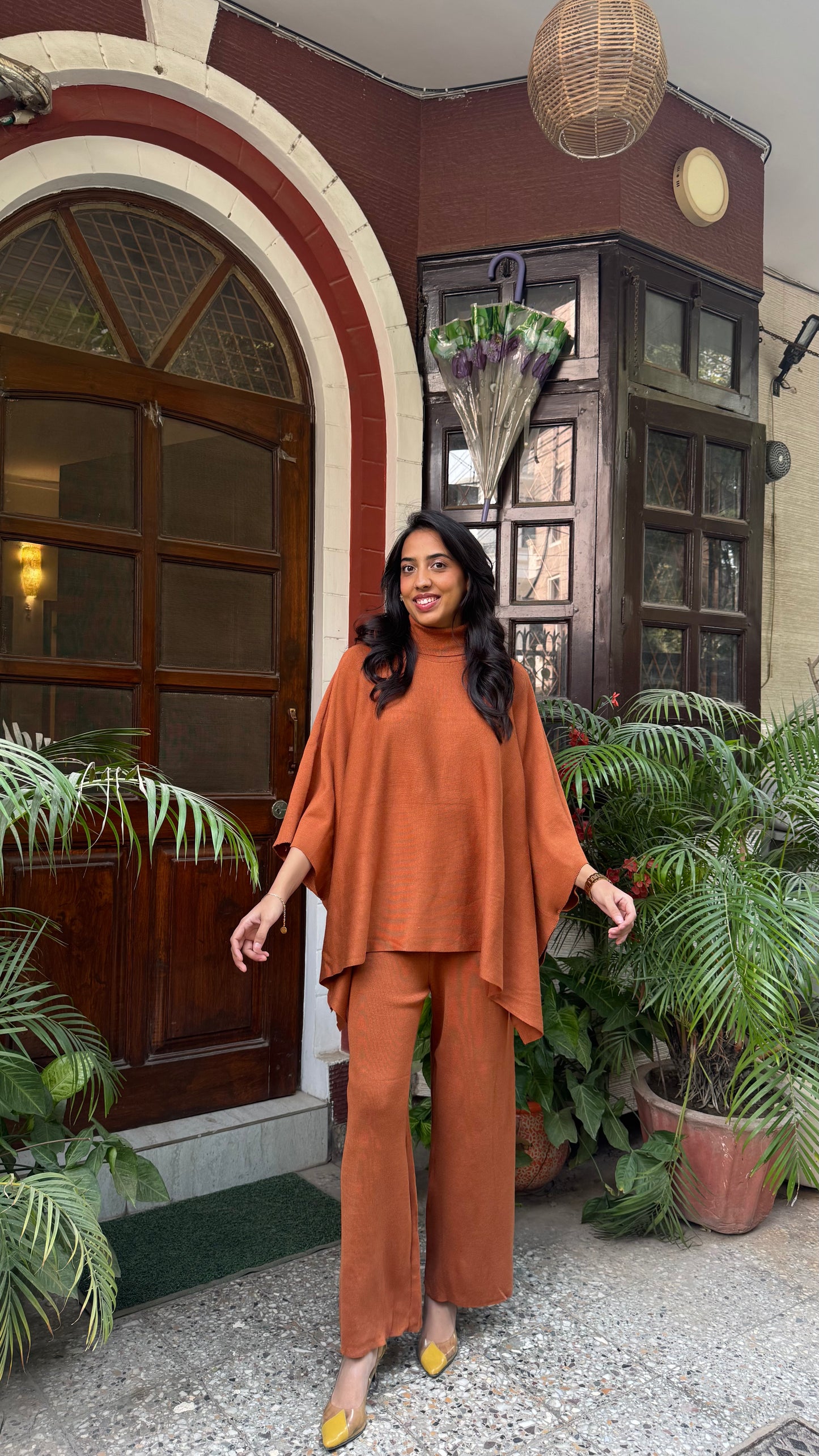 Ultimate Luxe Poncho Set - Brown (Free Size) - Premium Collection