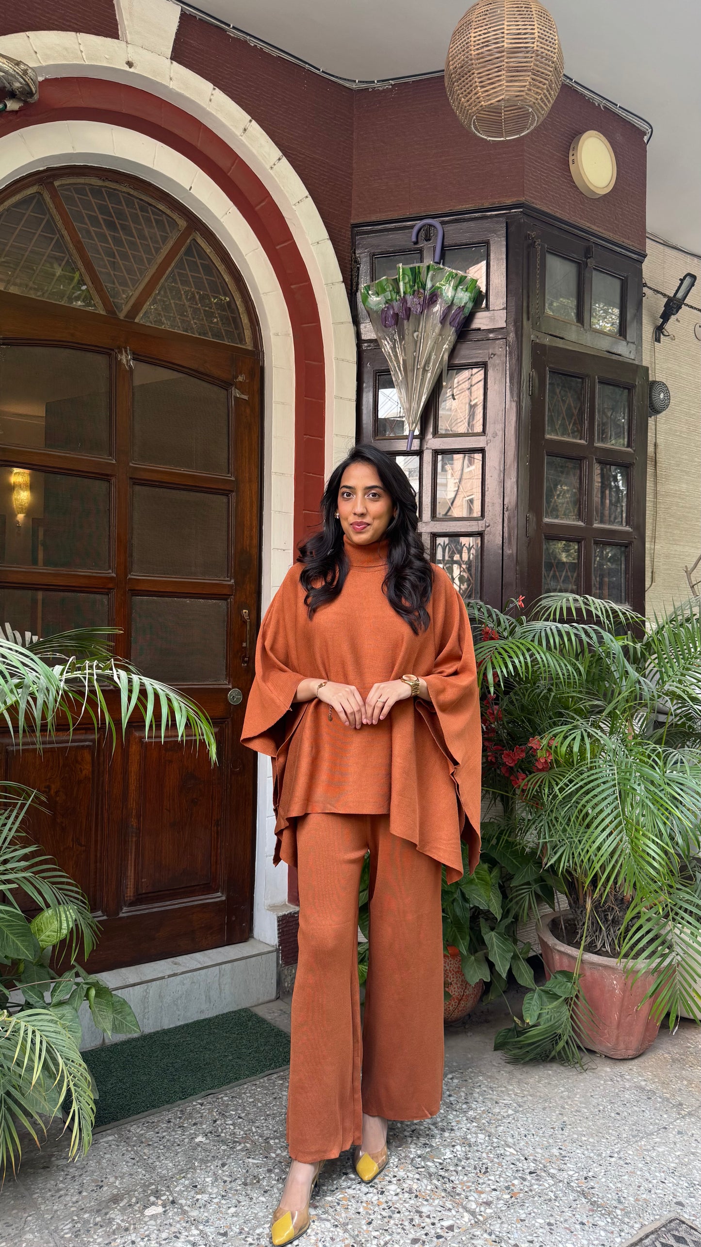 Ultimate Luxe Poncho Set - Brown (Free Size) - Premium Collection