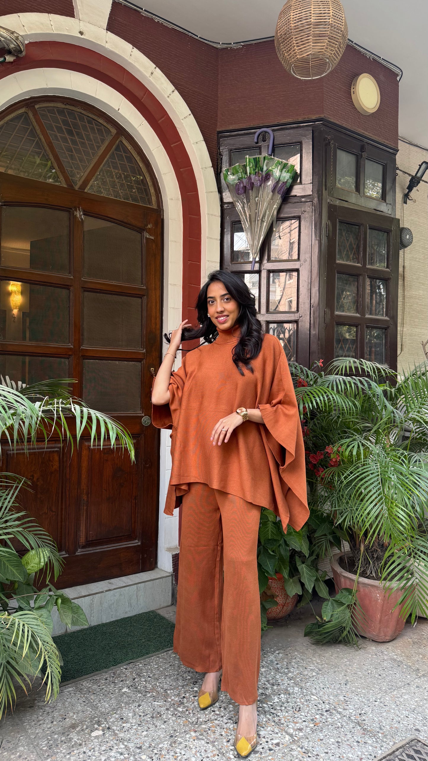 Ultimate Luxe Poncho Set - Brown (Free Size) - Premium Collection