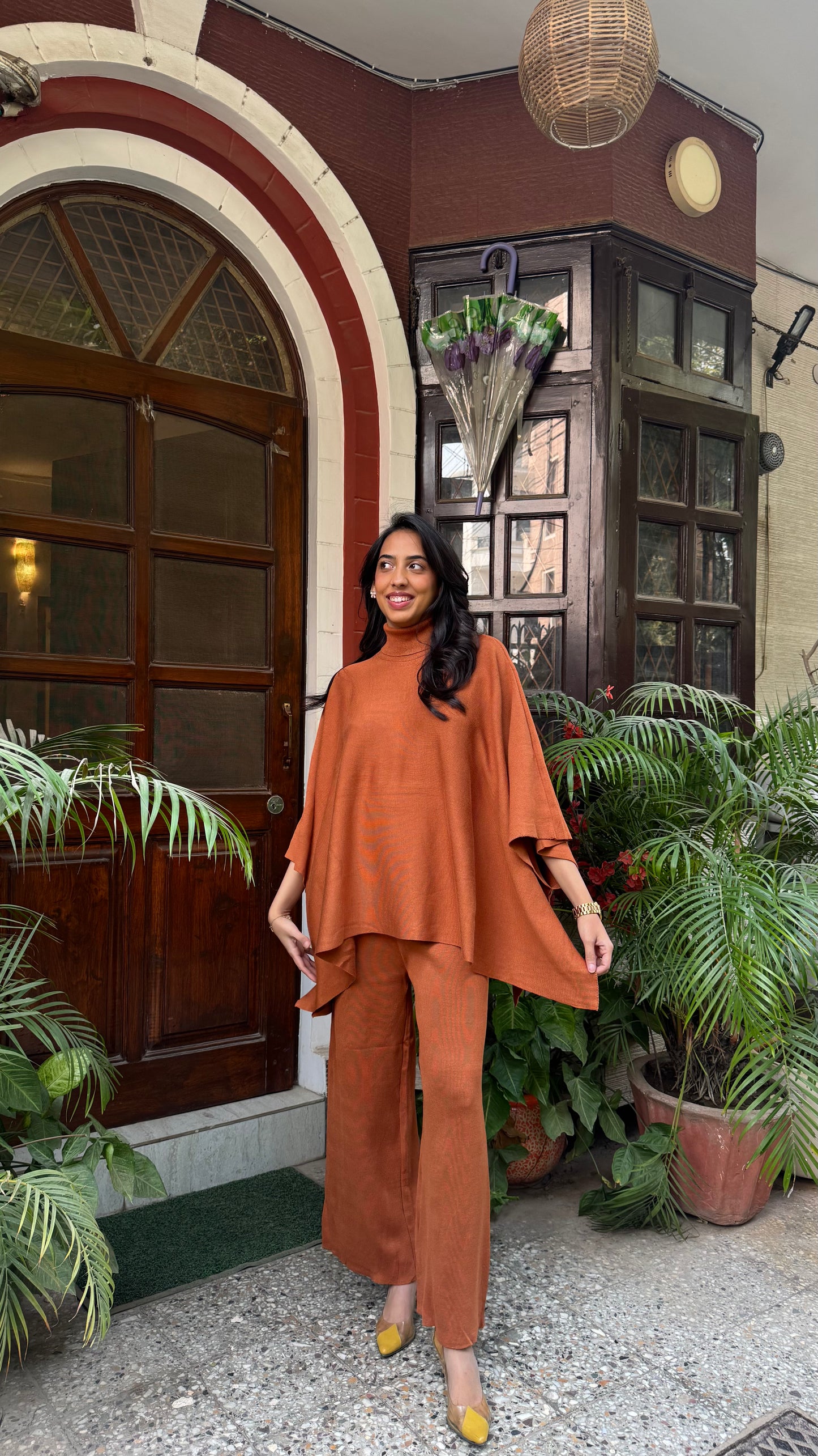 Ultimate Luxe Poncho Set - Brown (Free Size) - Premium Collection