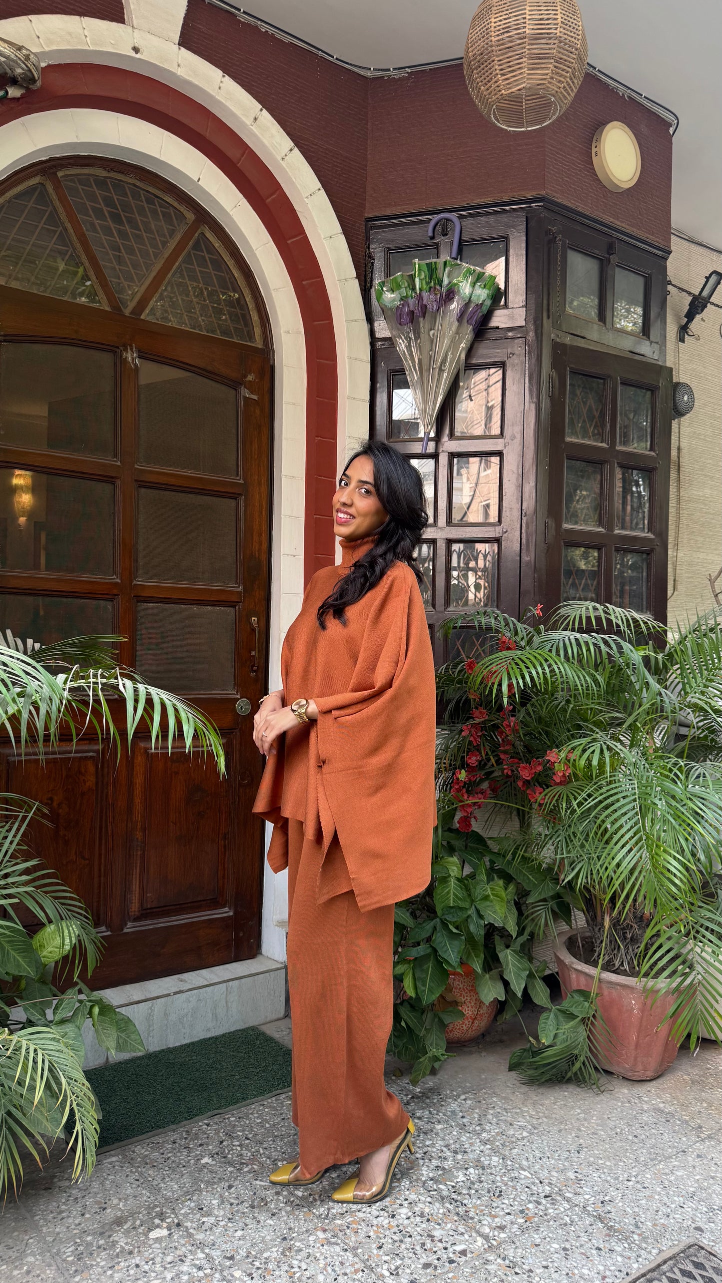 Ultimate Luxe Poncho Set - Brown (Free Size) - Premium Collection