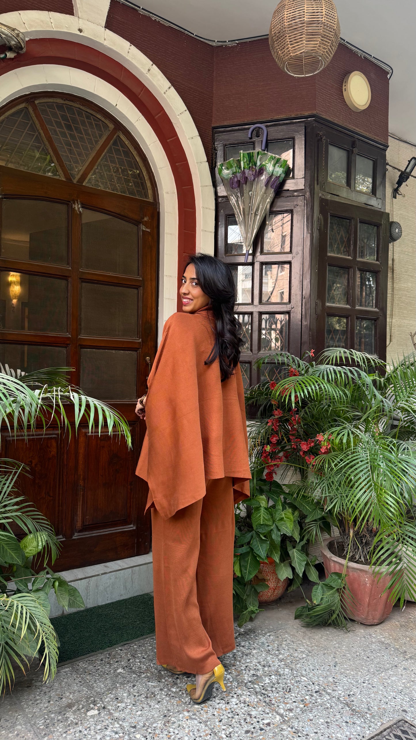 Ultimate Luxe Poncho Set - Brown (Free Size) - Premium Collection
