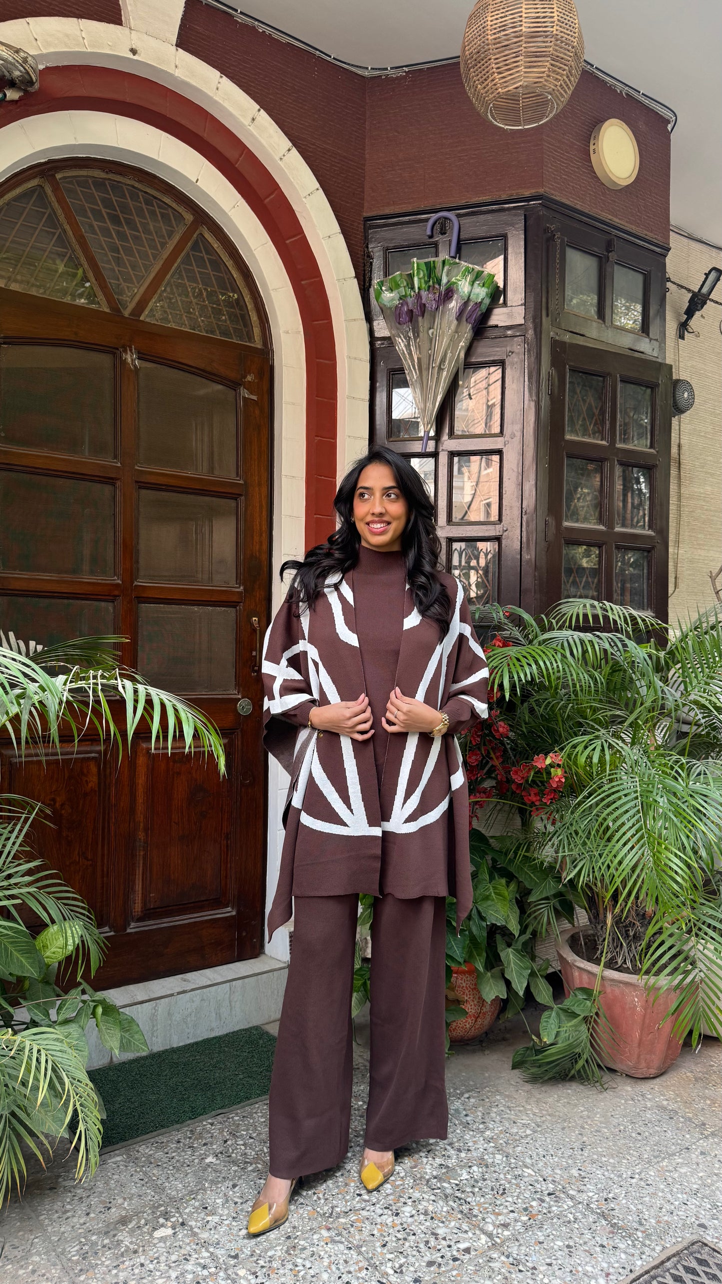 3 Piece Luxury Shawl Set -Brown (Free Size) - Premium Collection