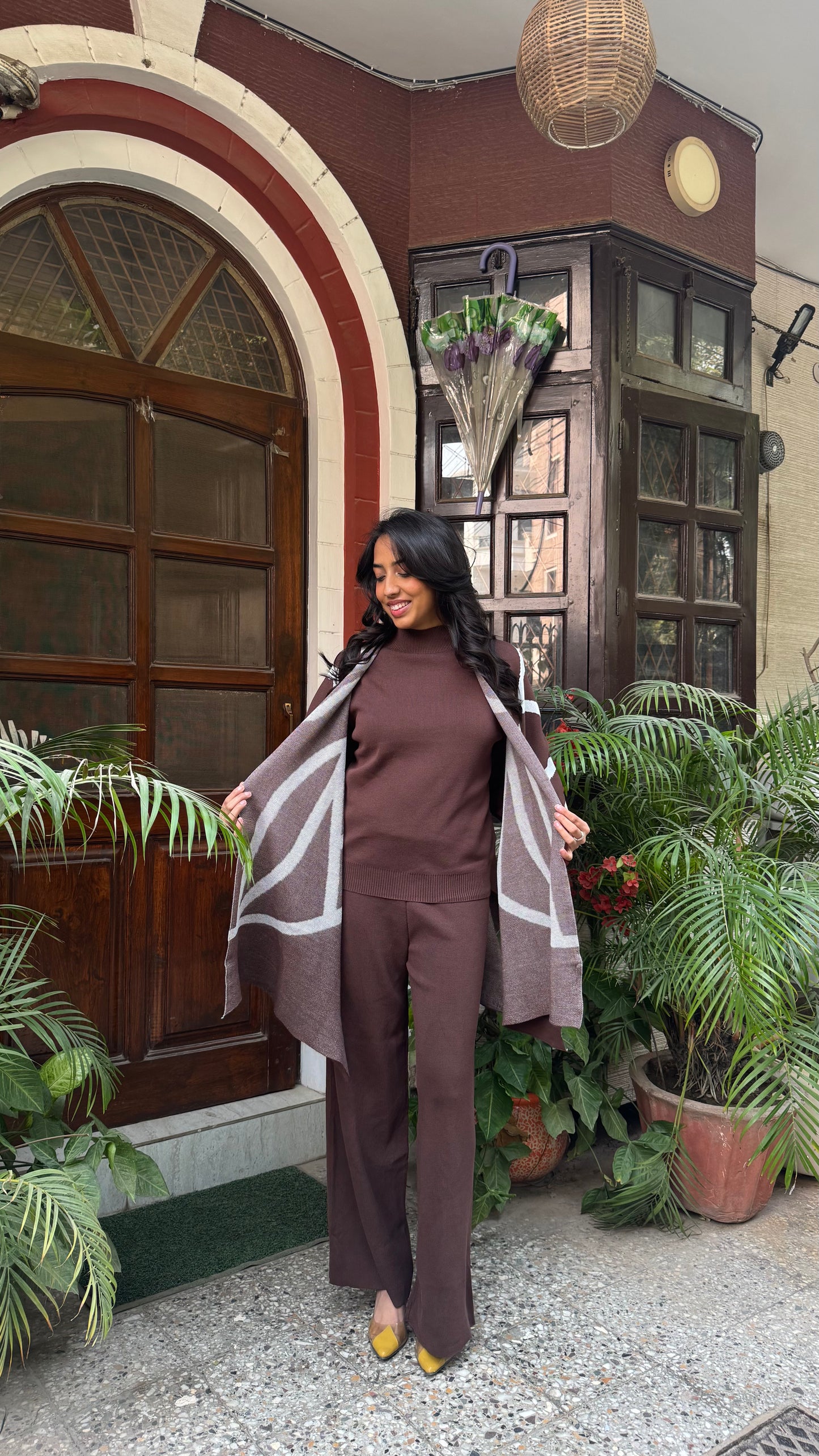 3 Piece Luxury Shawl Set -Brown (Free Size) - Premium Collection