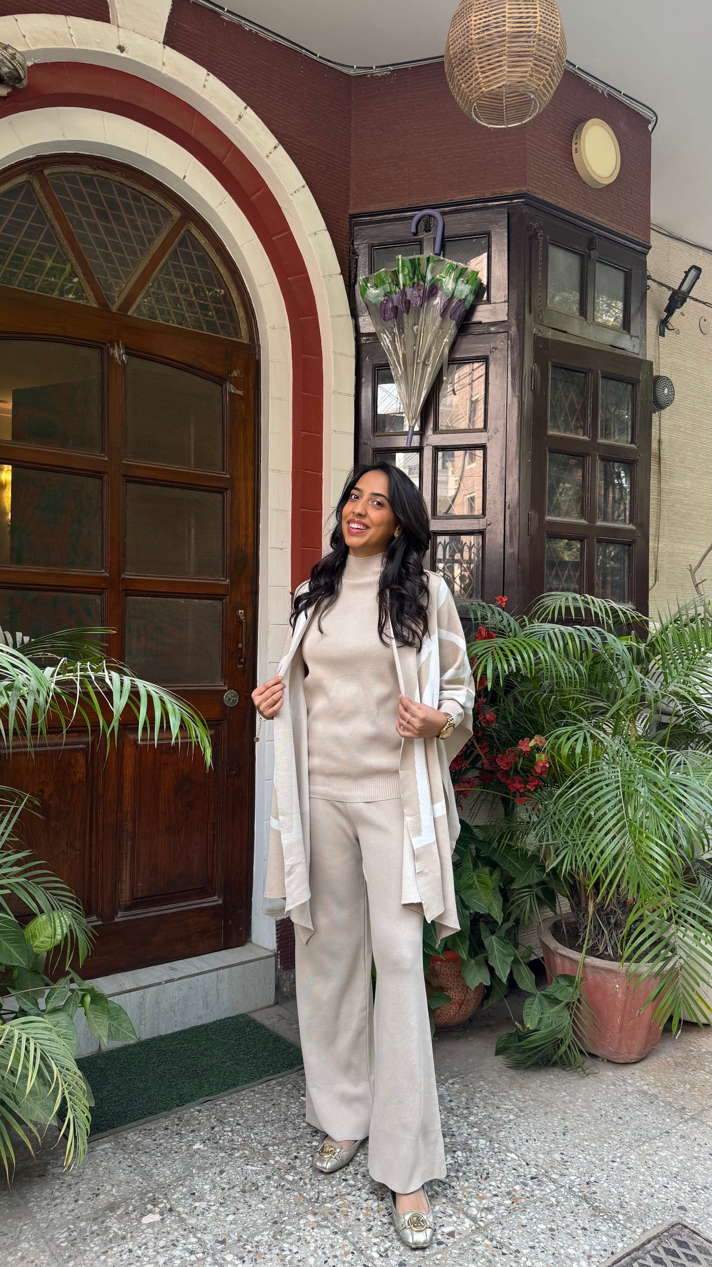 3 Piece Luxury Shawl Set -Light Beige (Free Size) - Premium Collection