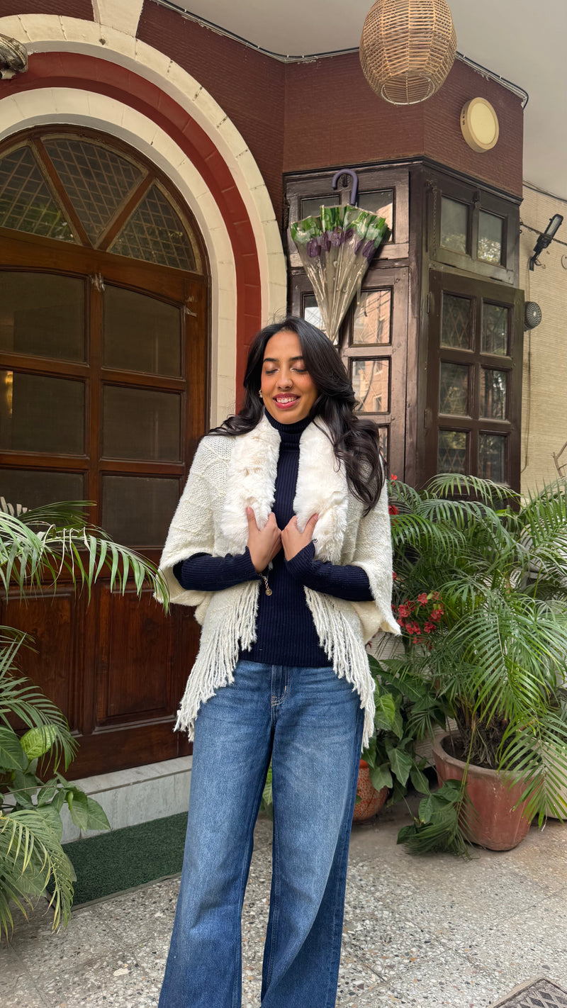 Classic Fur Shrug - White (Free Size)