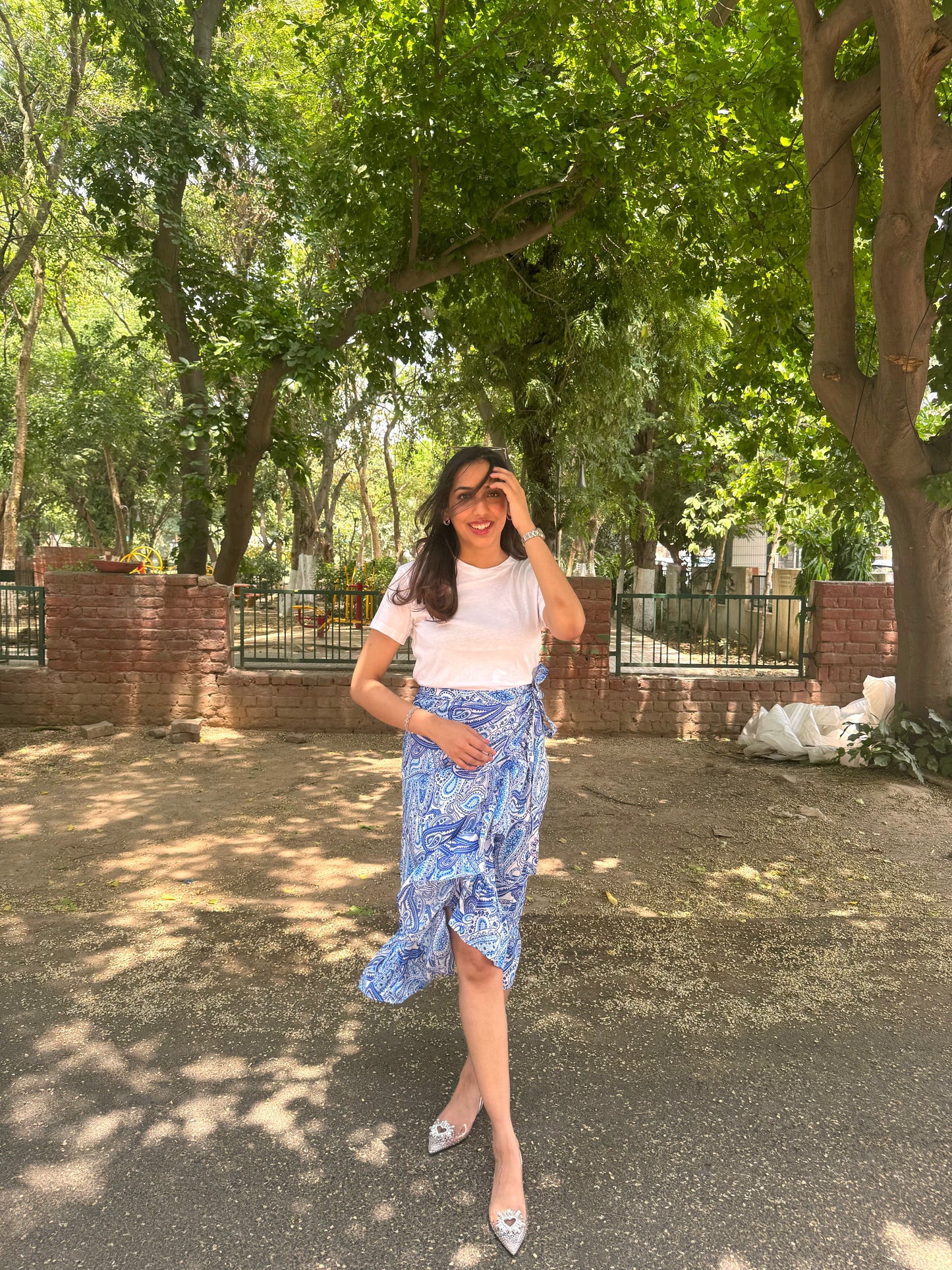 Paisley Frill Wrap Skirt