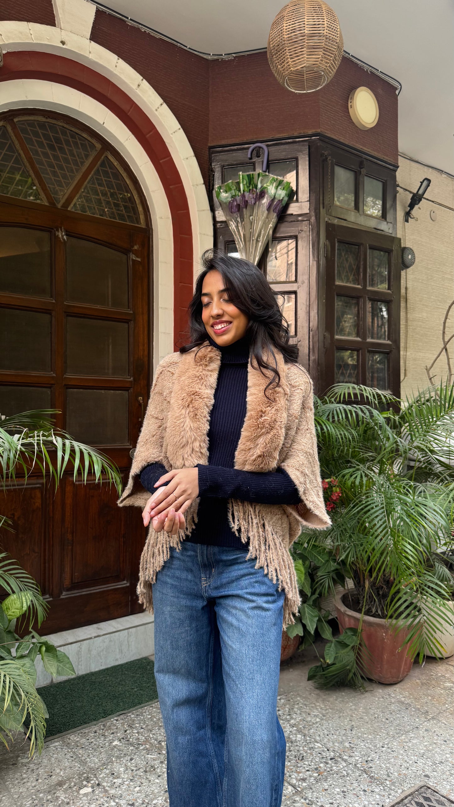 Classic Fur Shrug - Beige (Free Size)