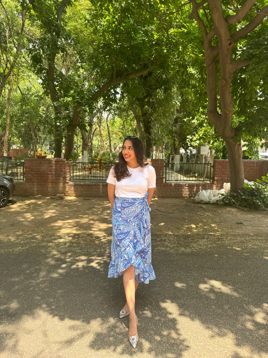 Paisley Frill Wrap Skirt