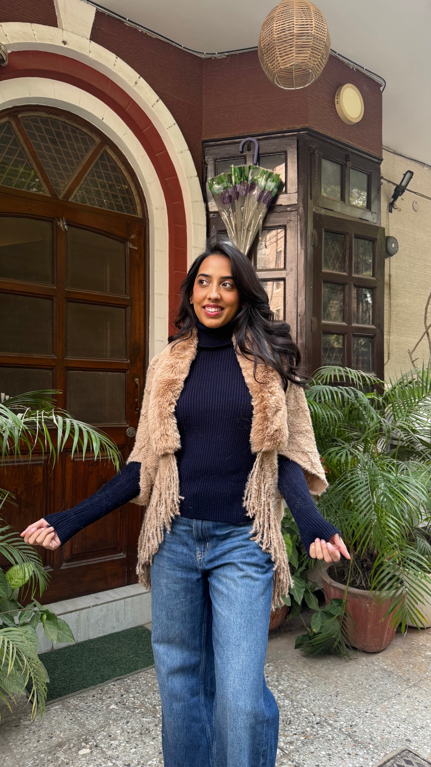 Classic Fur Shrug - Beige (Free Size)