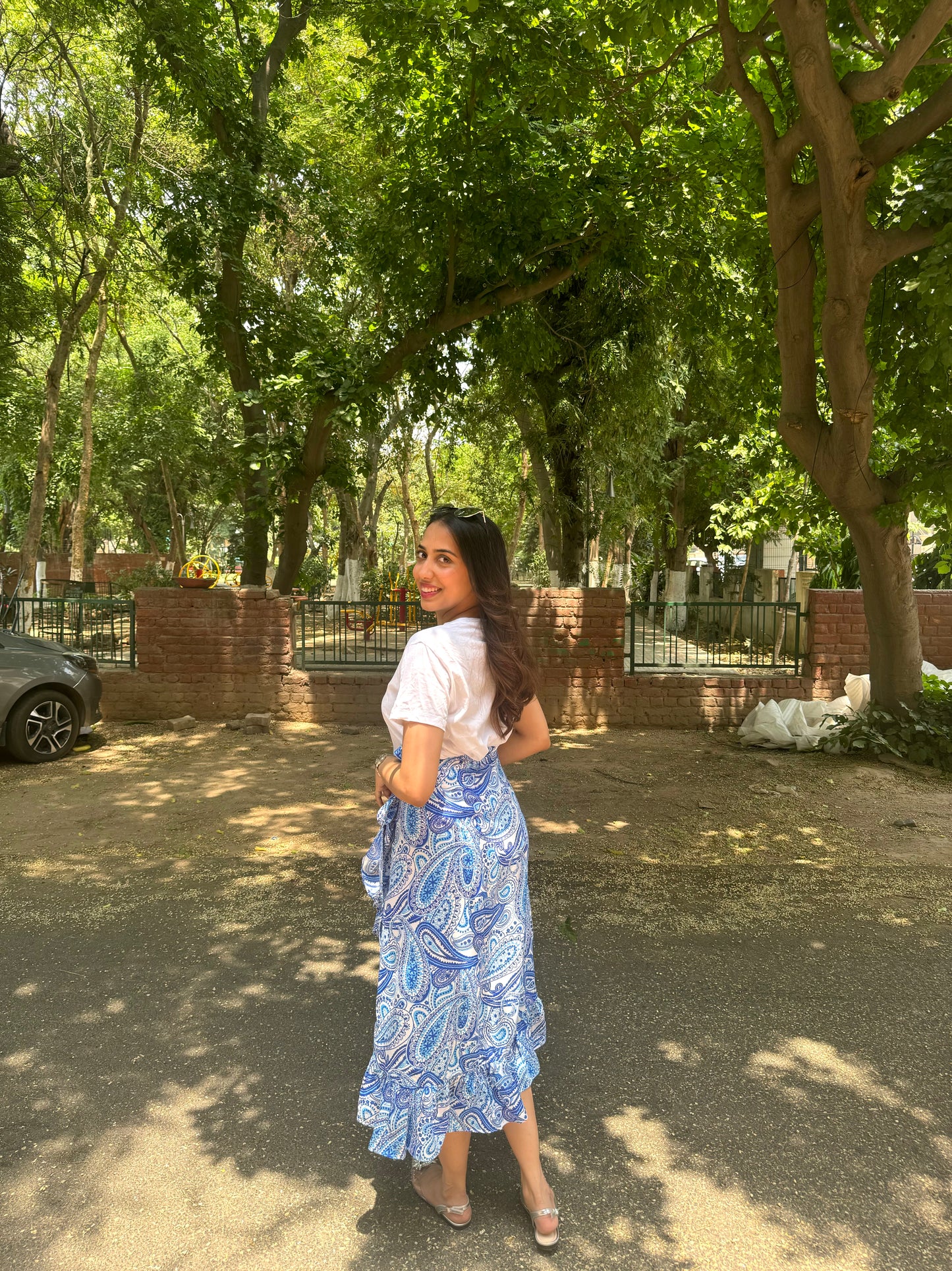 Paisley Frill Wrap Skirt