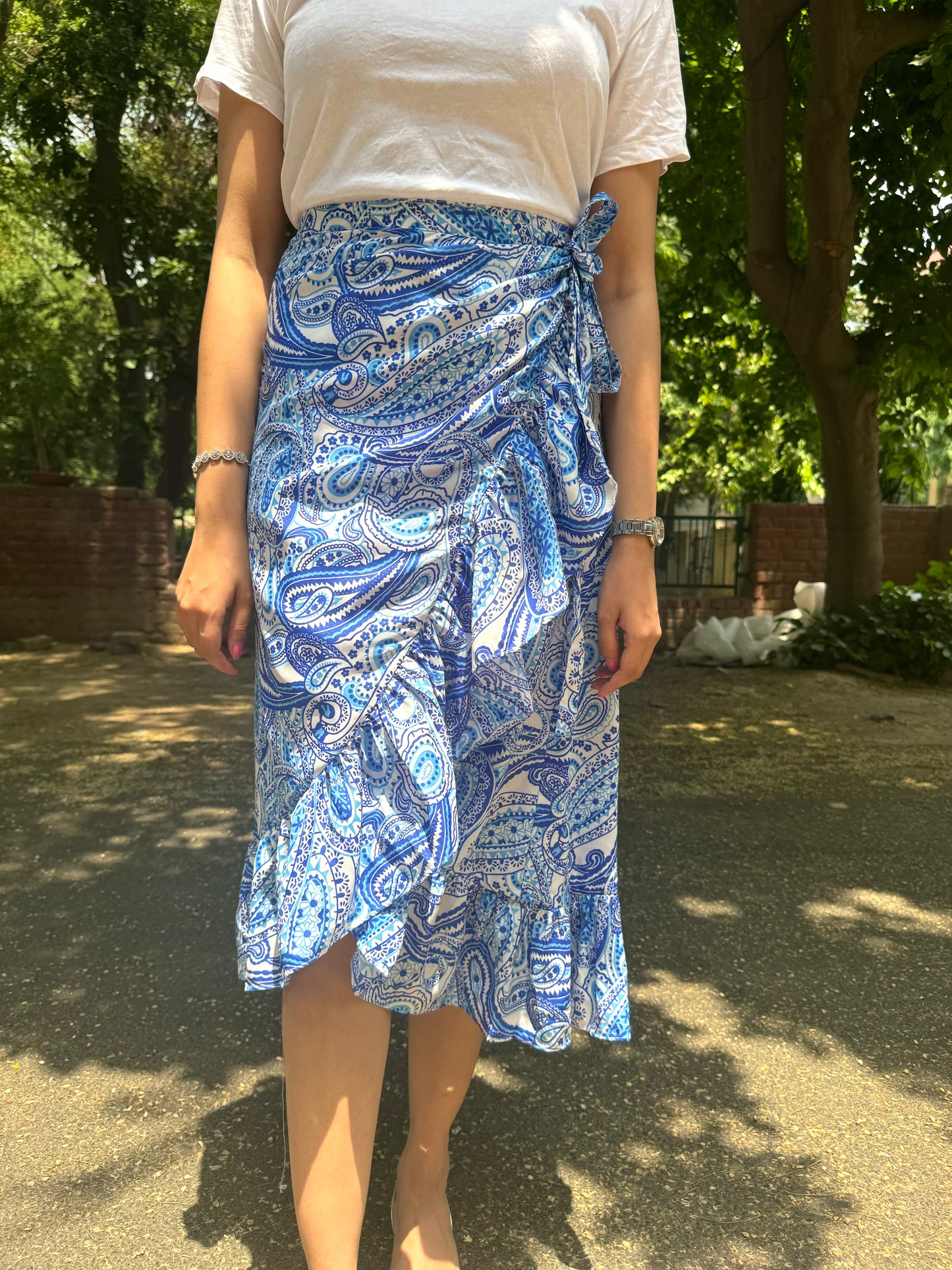 Paisley Frill Wrap Skirt