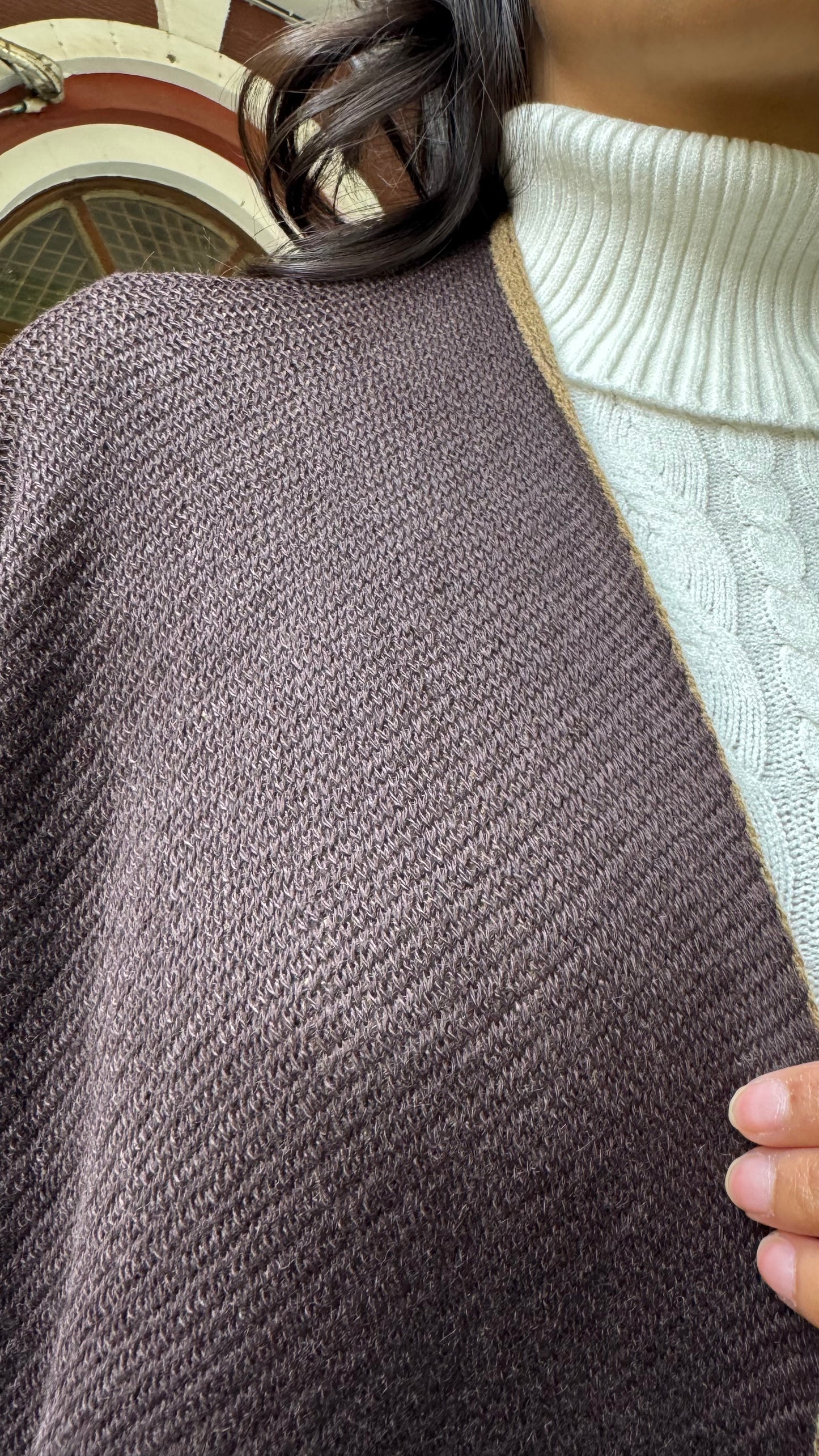 Cozy Double Sided Shawl -Brown/Beige (Free Size)