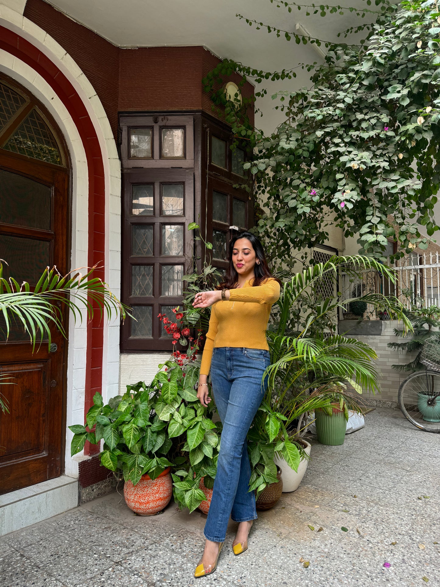 Ribbed Mustard Sweater (Free Size)