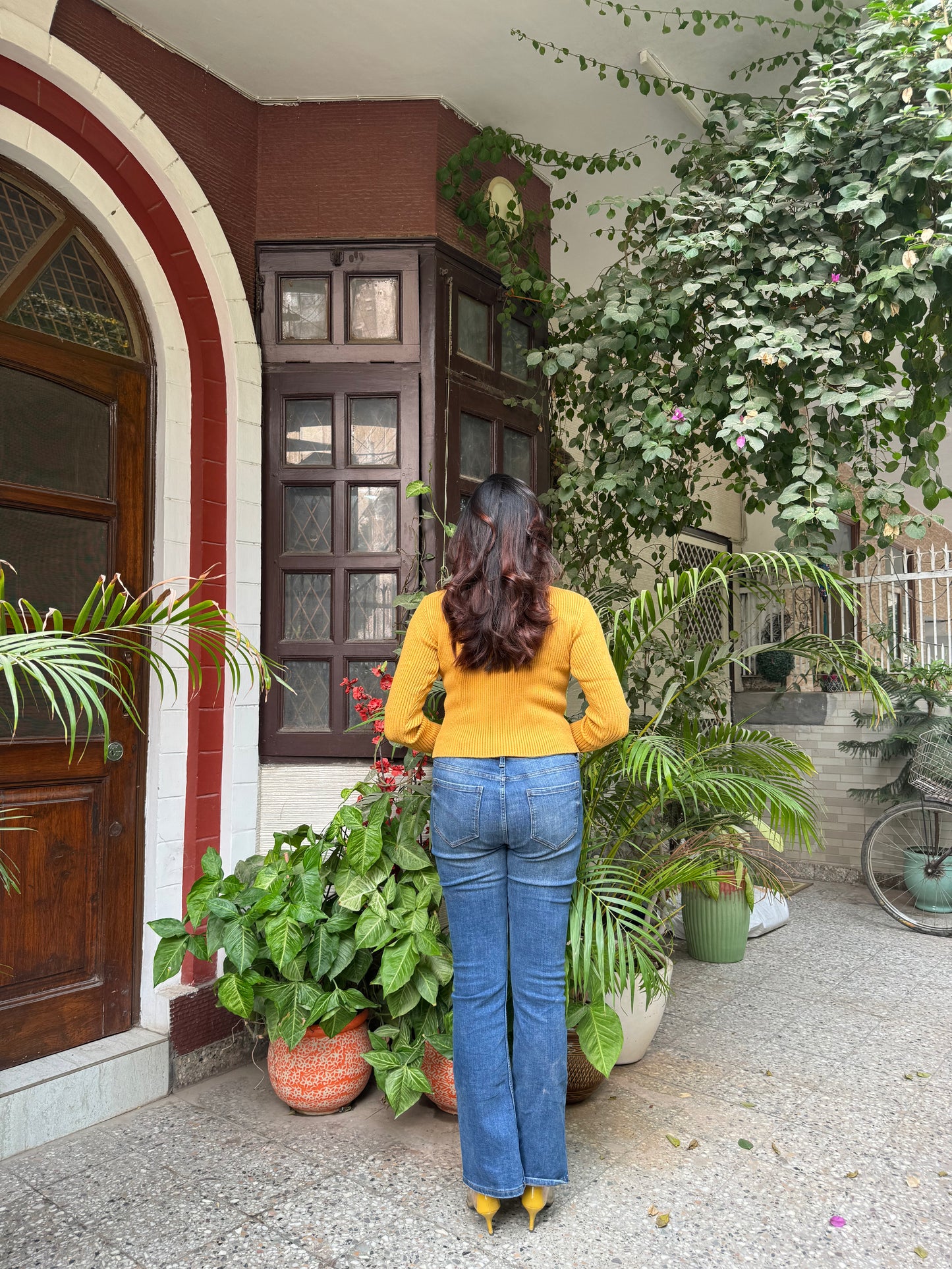 Ribbed Mustard Sweater (Free Size)