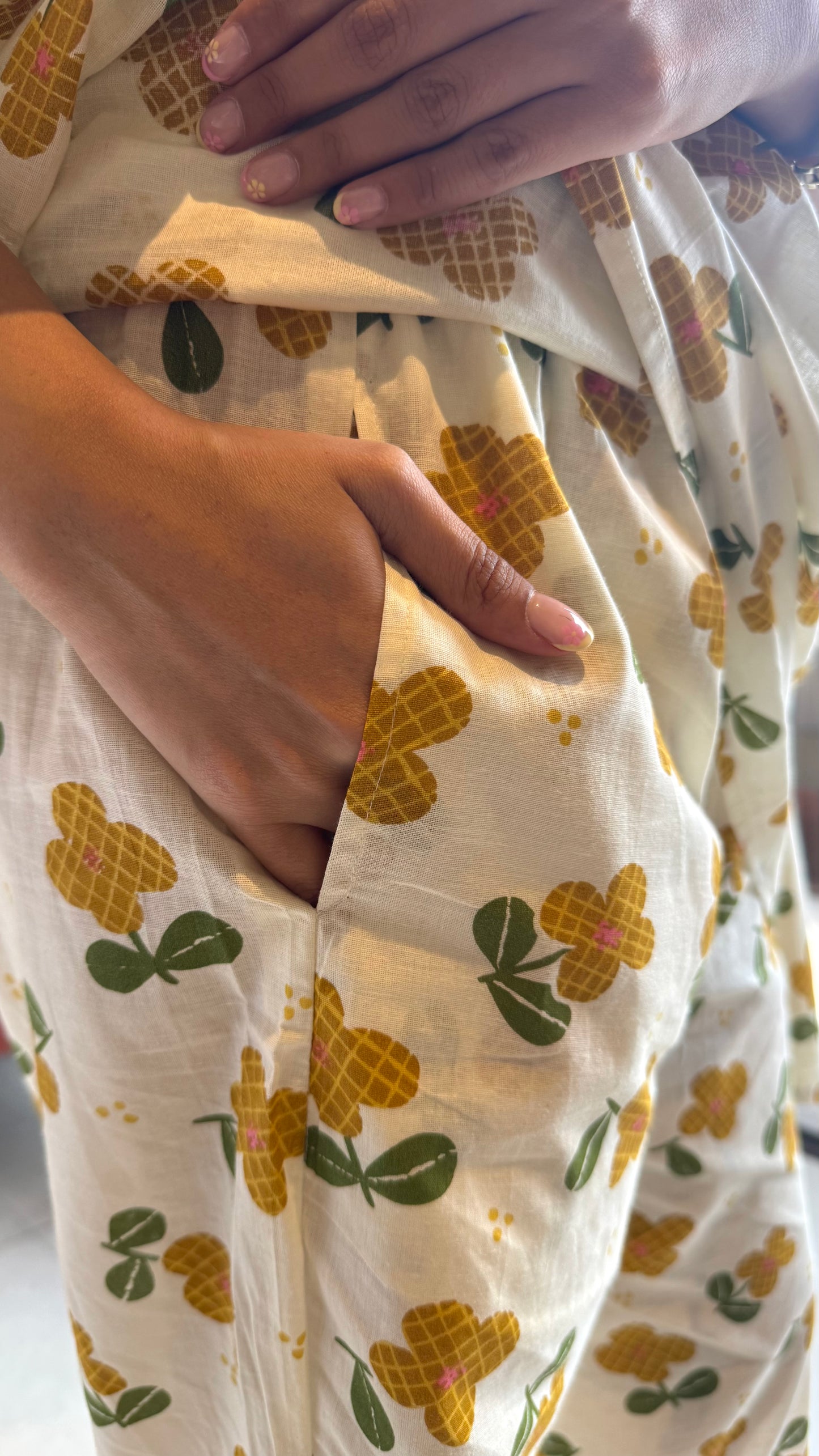 Butter Soft Cotton Kaftan Set (Premium Fabric) - Lemon White