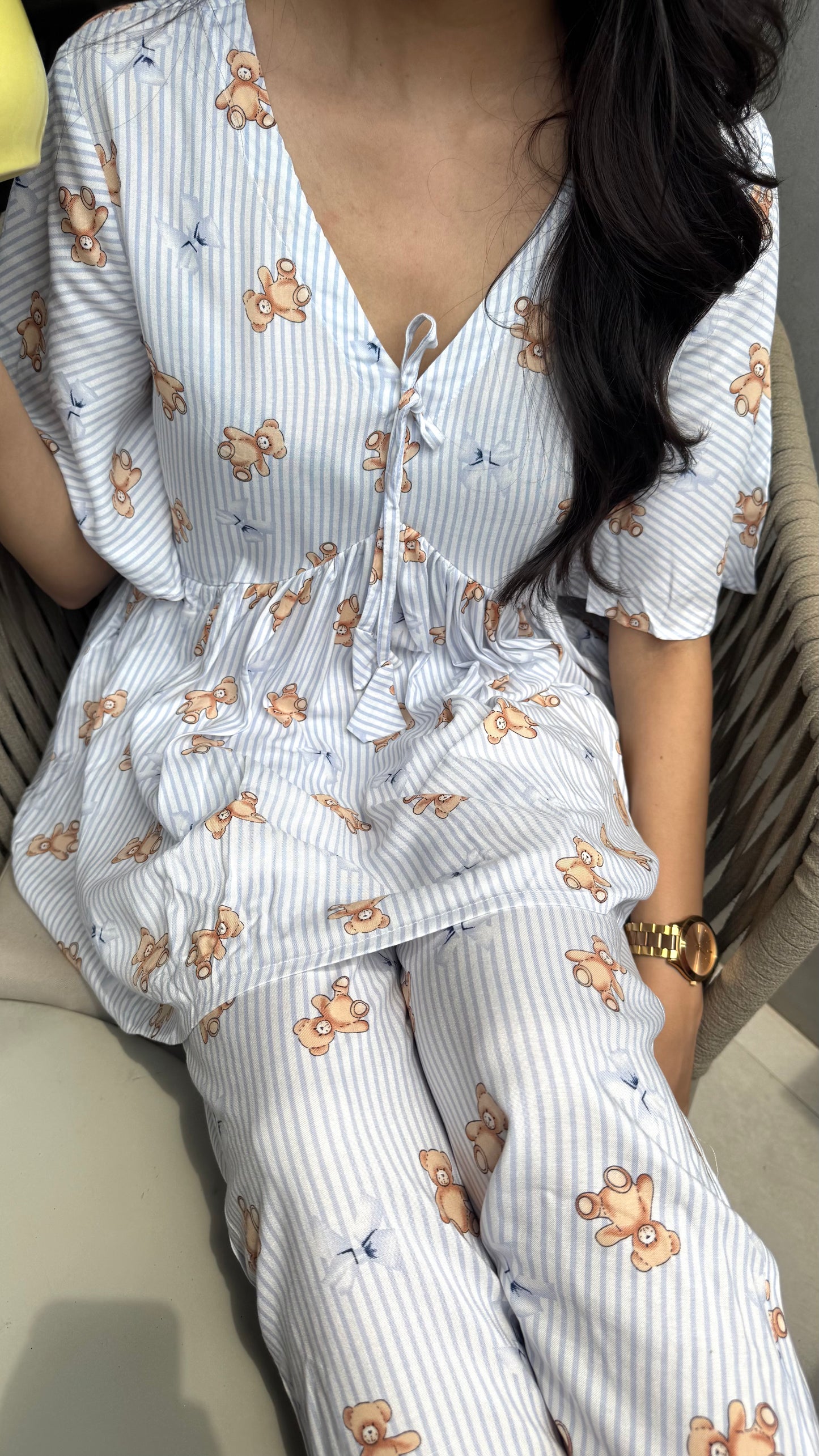 Cuddle Bow Lounge Set (Premium Fabric) - Teddy Blue