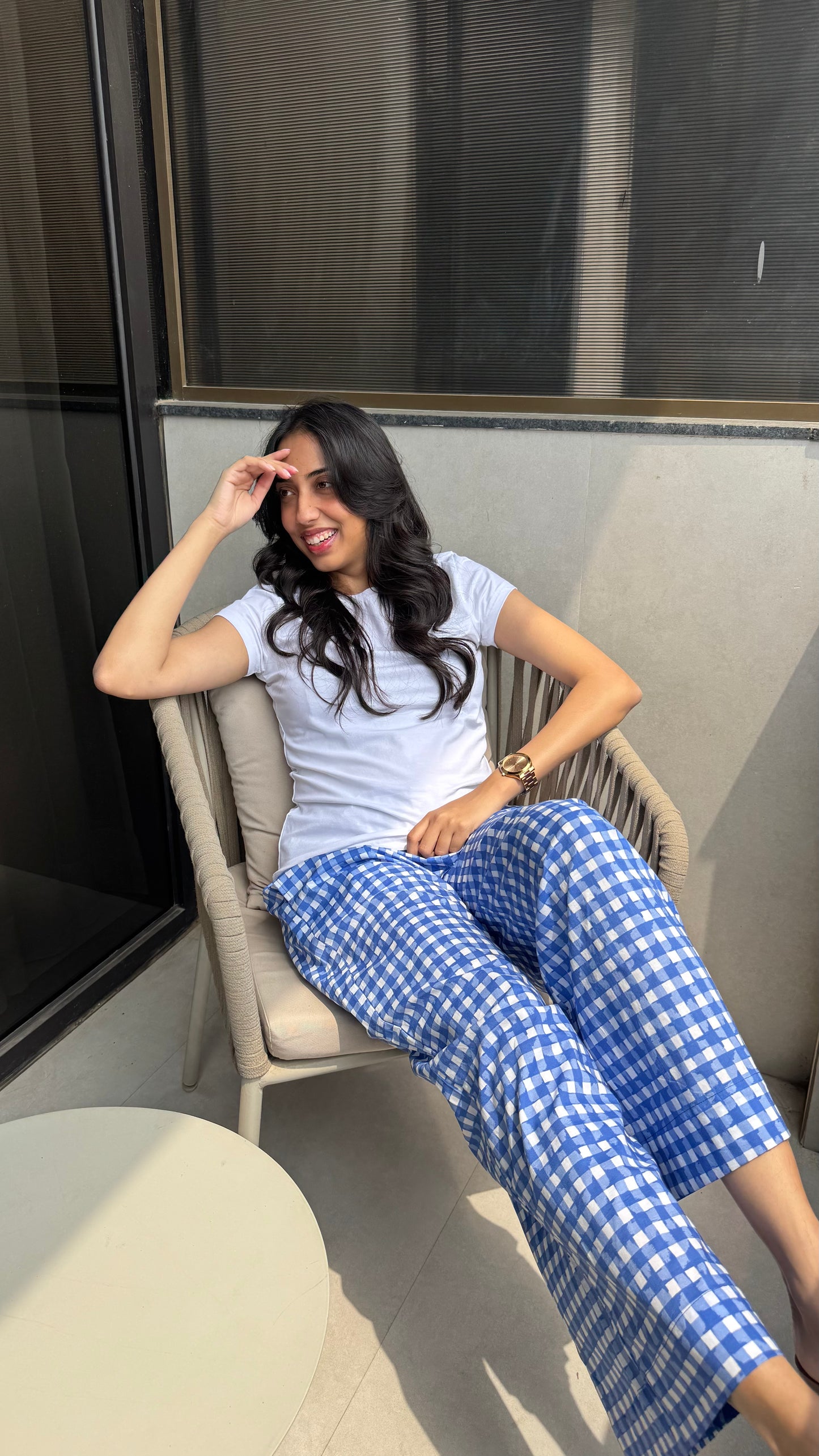 Lazy Bum Causal Pajamas - Blue Checks