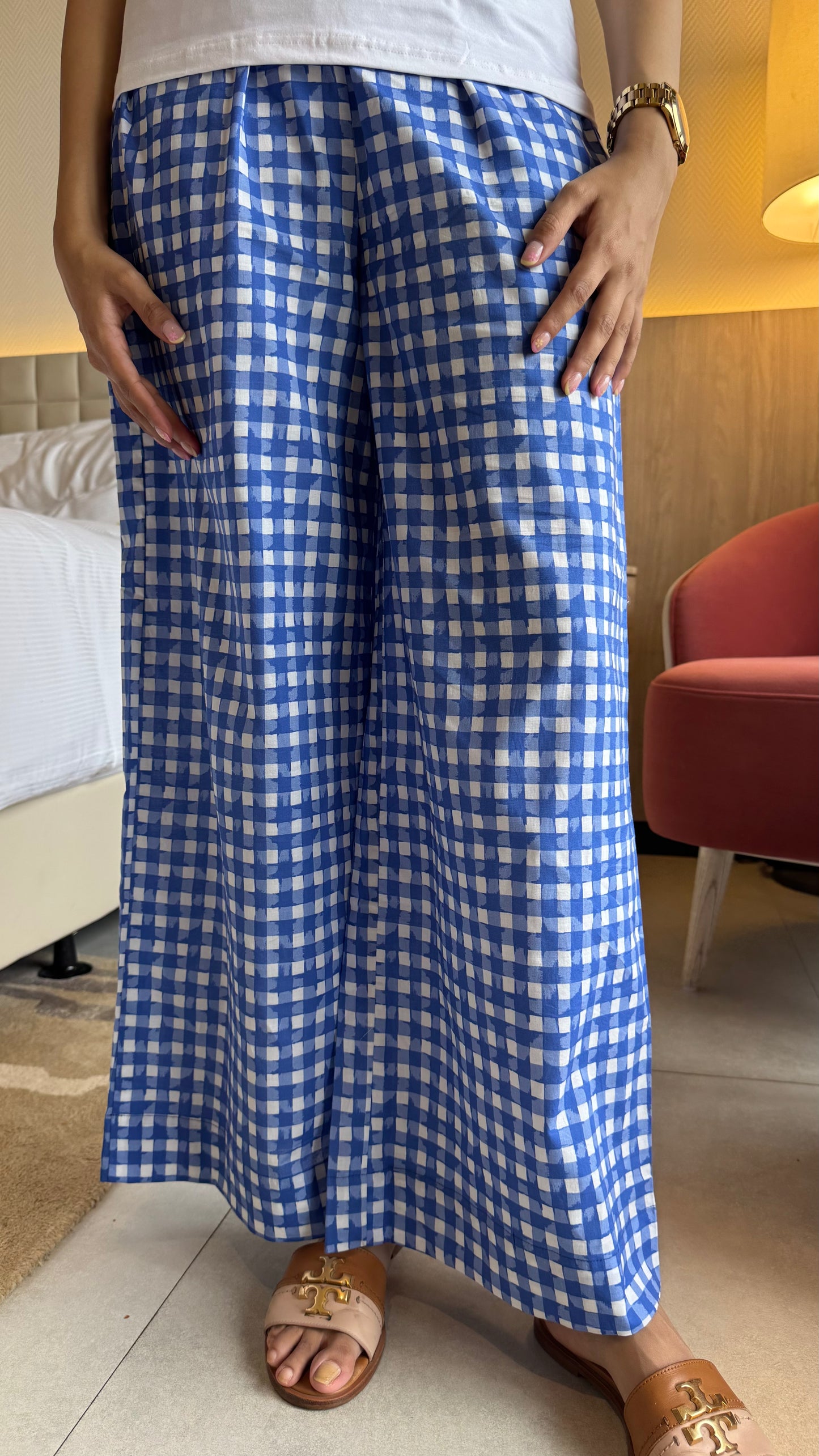 Lazy Bum Causal Pajamas - Blue Checks