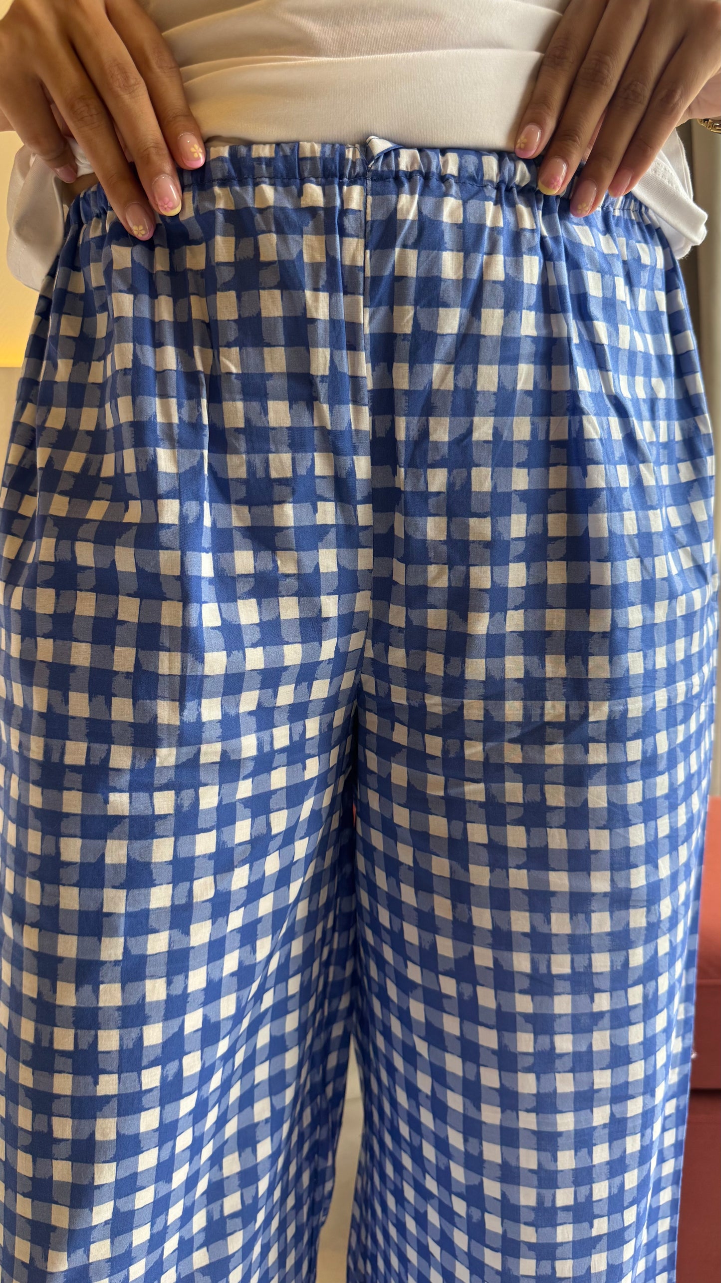 Lazy Bum Causal Pajamas - Blue Checks