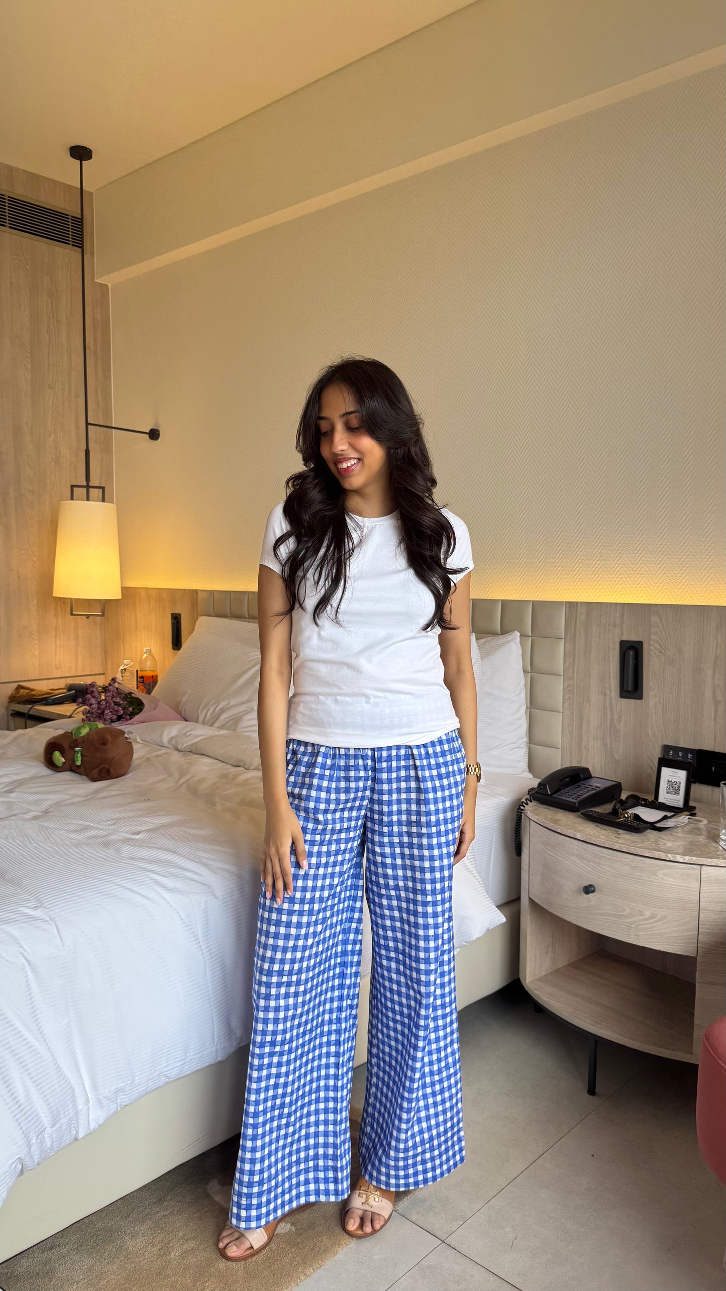 Lazy Bum Causal Pajamas - Blue Checks