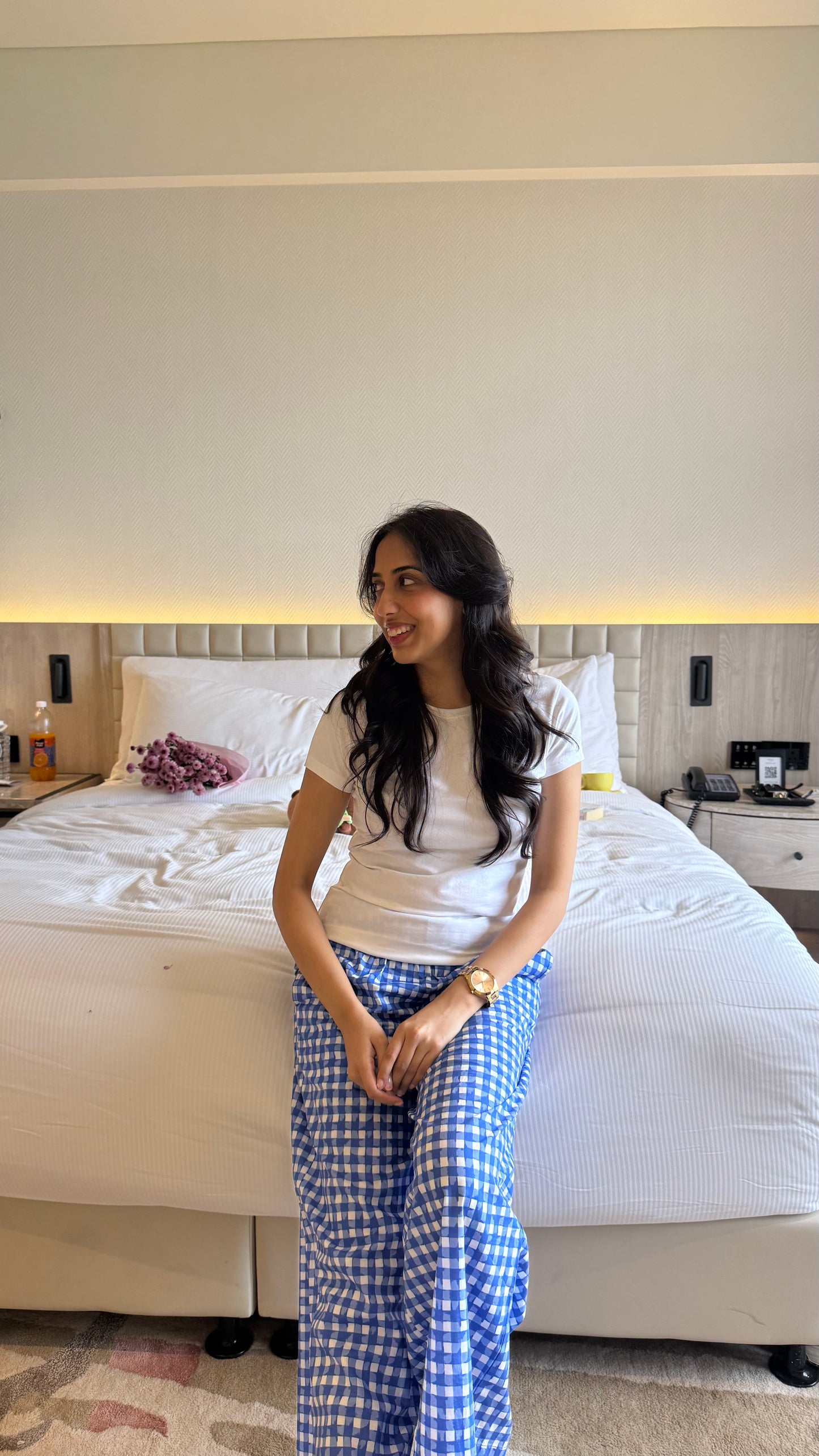 Lazy Bum Causal Pajamas - Blue Checks