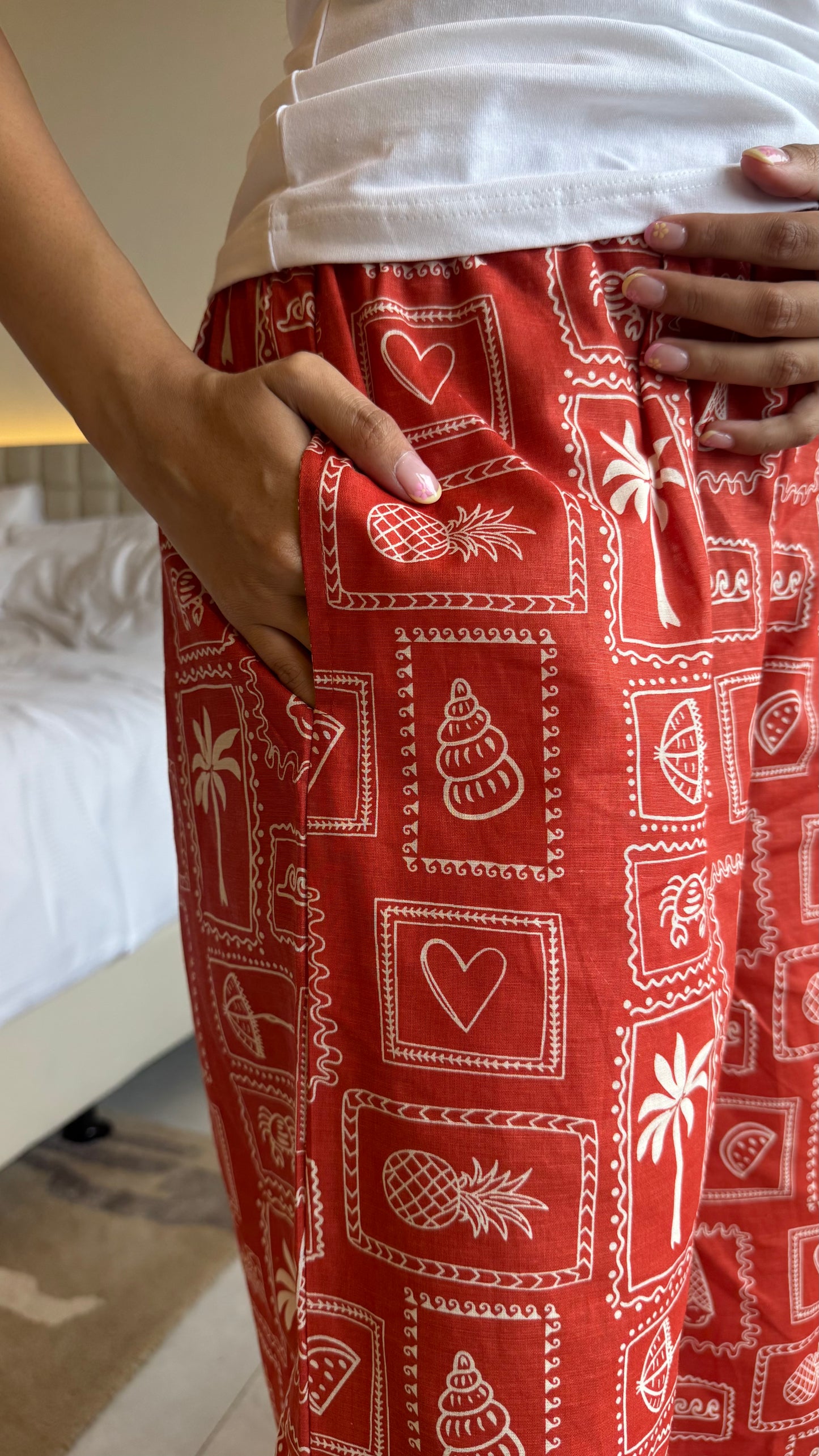 Lazy Bum Causal Pajamas - Cutie Red