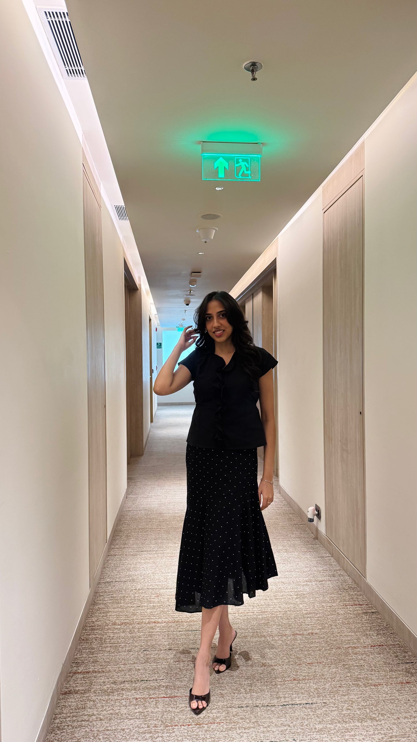 Date Night Luxury Asymmetrical Skirt - Black Polka (Premium Collection)