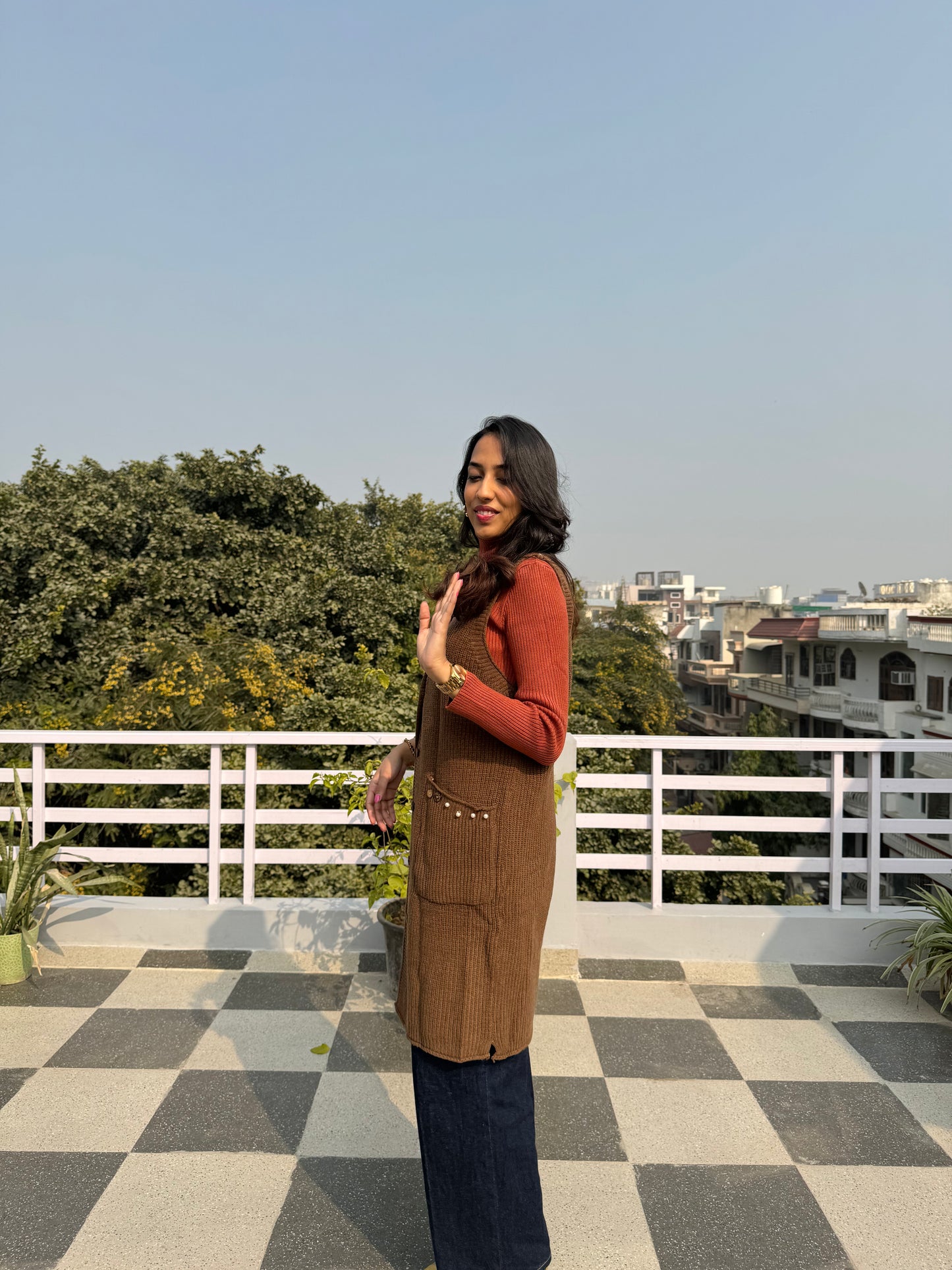 Brown Woollen Shrug (Free Size)