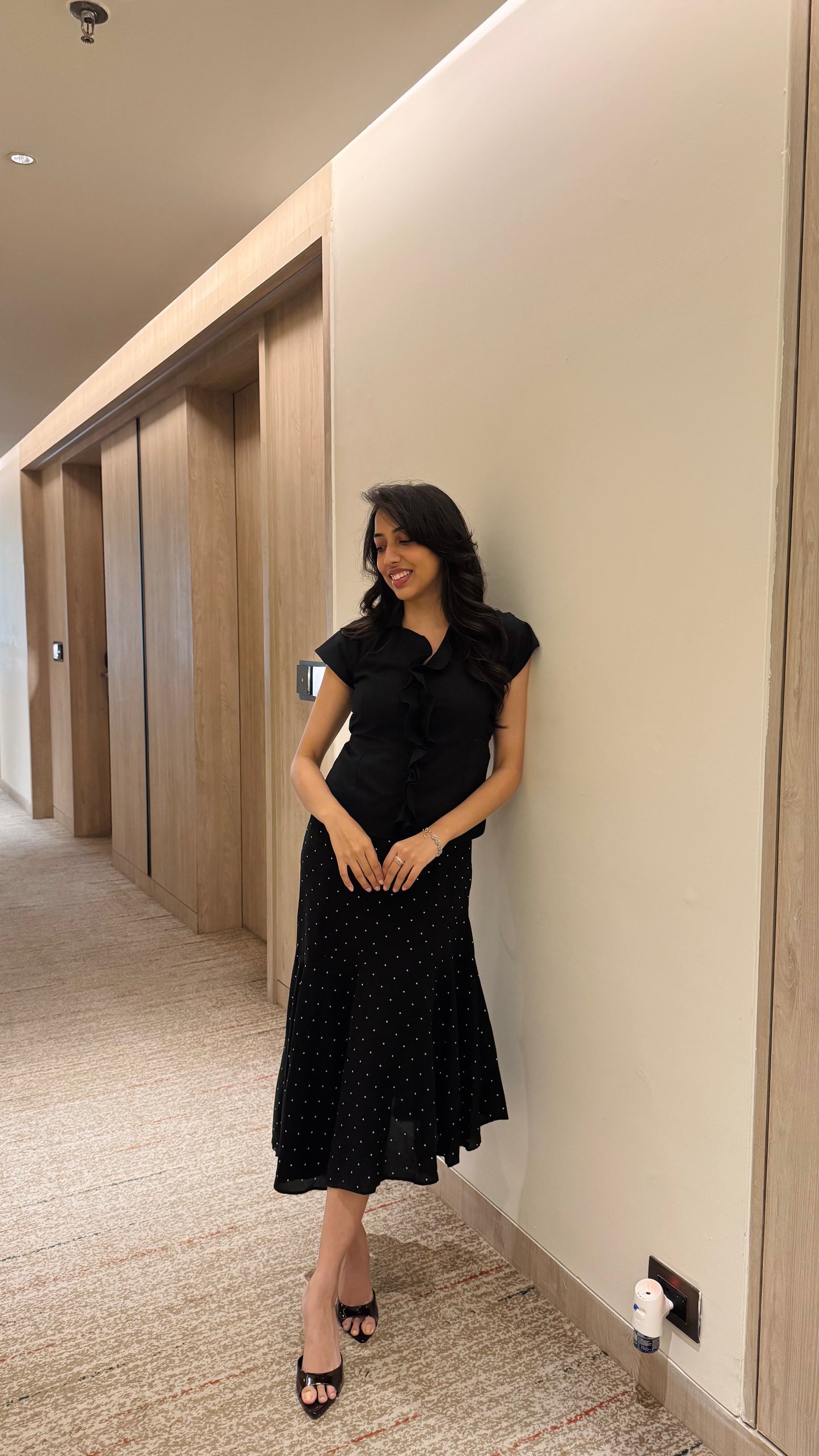 Date Night Luxury Asymmetrical Skirt - Black Polka (Premium Collection)