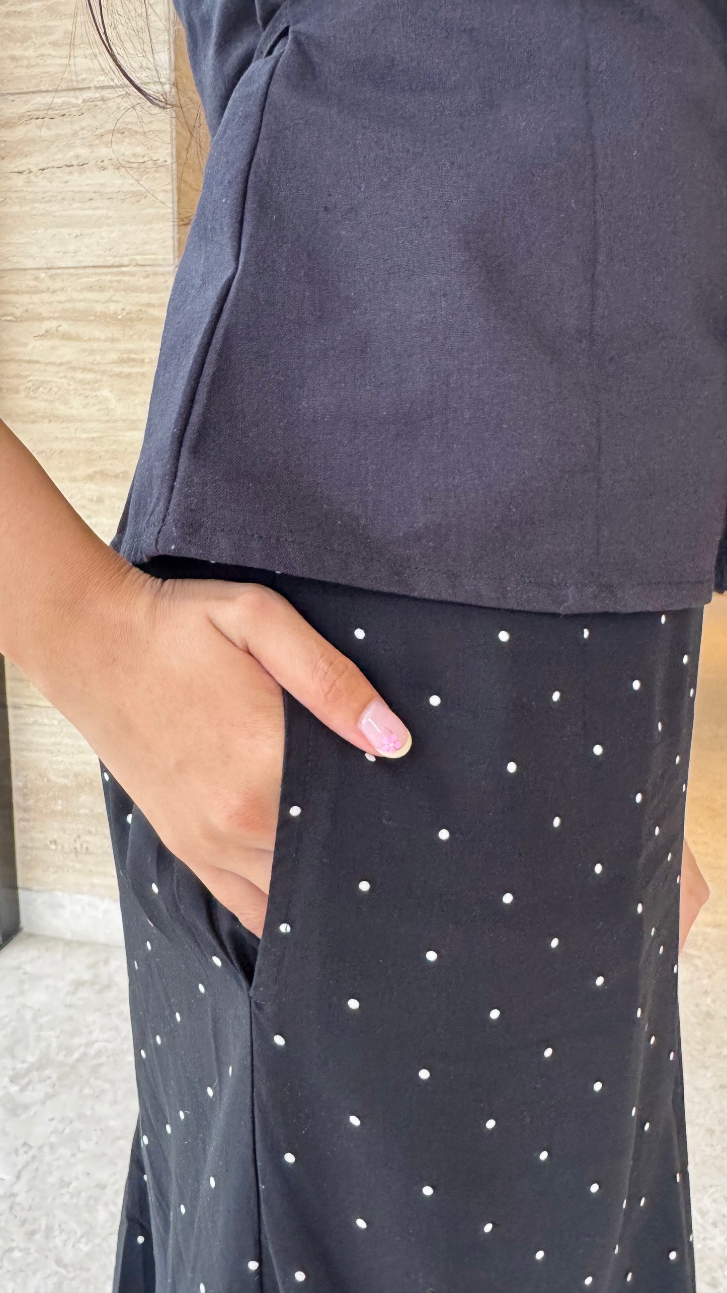 Date Night Luxury Asymmetrical Skirt - Black Polka (Premium Collection)