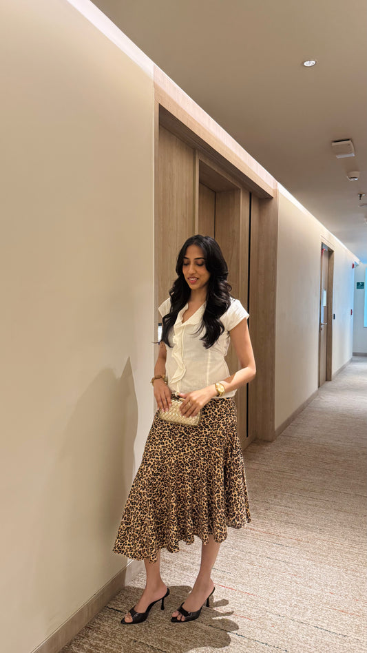 Date Night Luxury Asymmetrical Skirt - Animal Brown (Premium Collection)