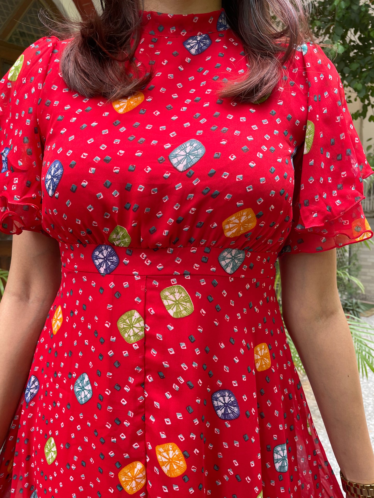 Twirl in Gems Dress- Red