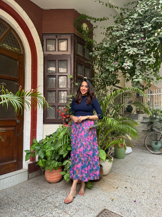 Goddess Pleated Skirt (Free Size)- Pink