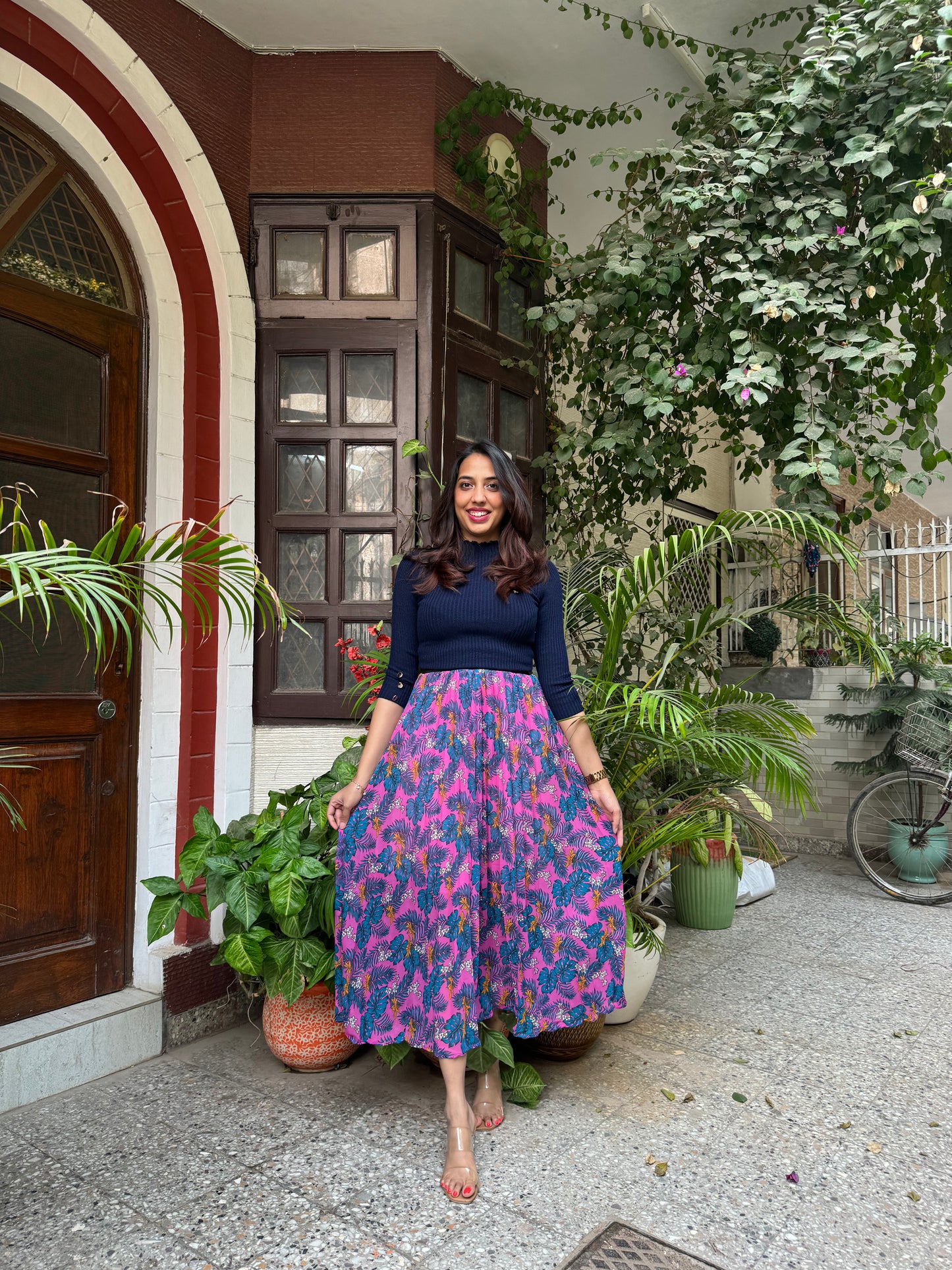 Goddess Pleated Skirt (Free Size)- Pink