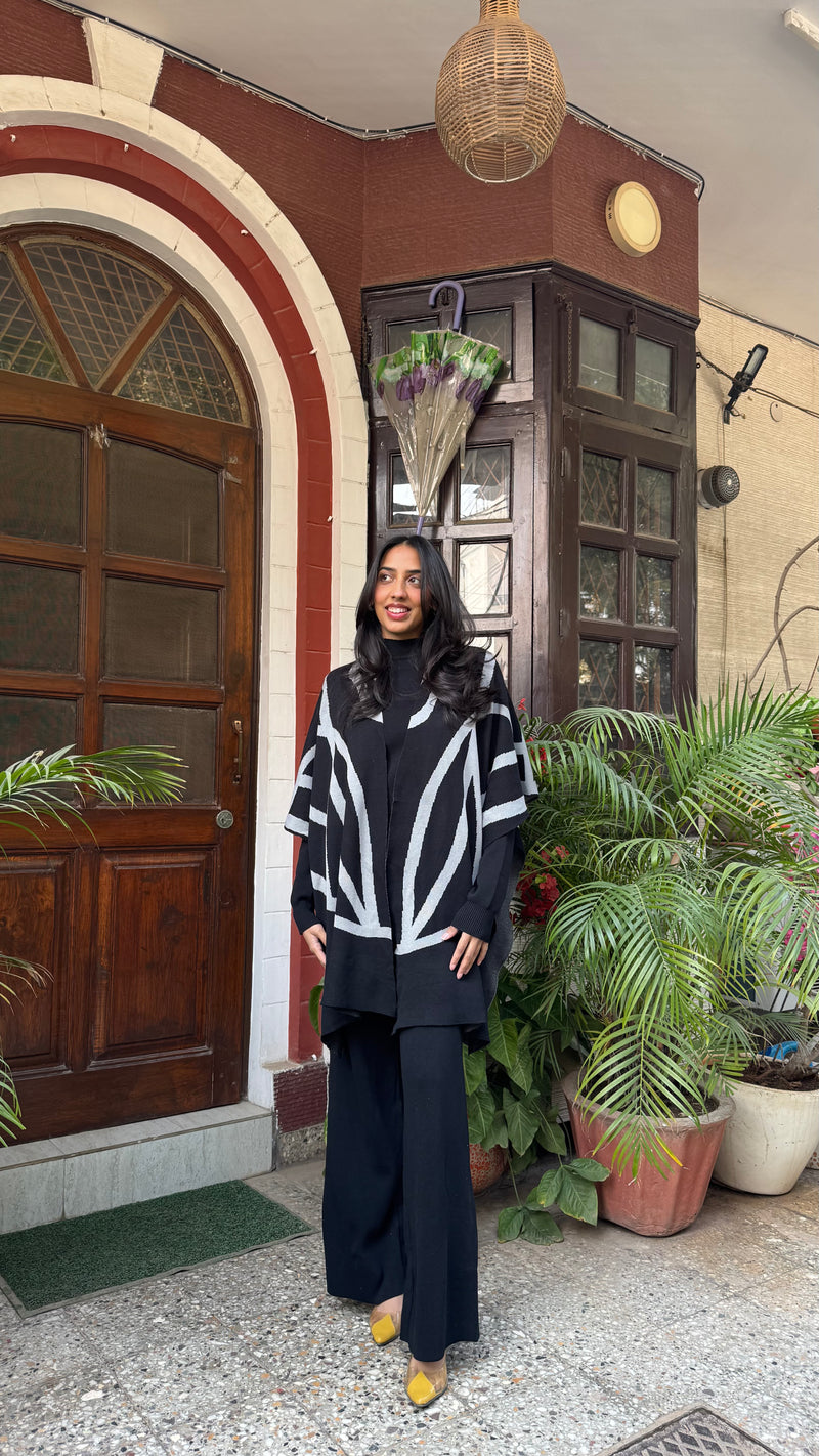 3 Piece Luxury Shawl Set - Black (Free Size) - Premium Collection