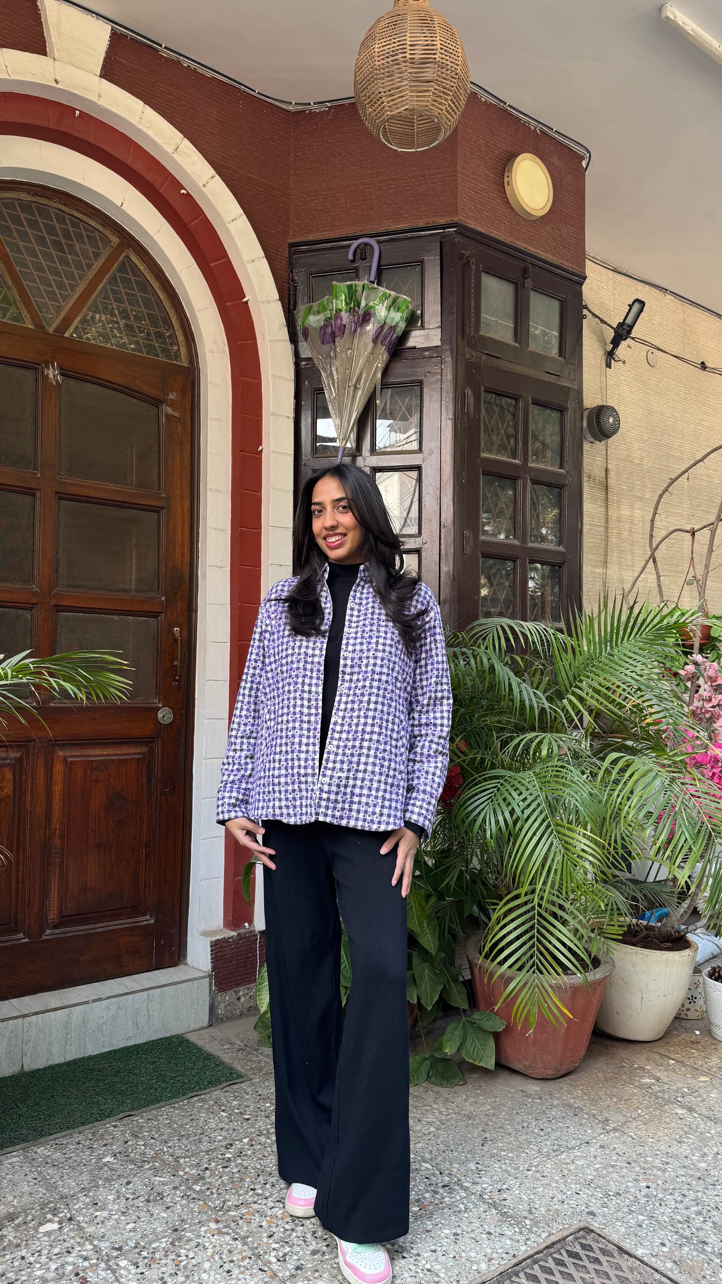Plaid Flannel Shacket – Purple (Premium Collection) )