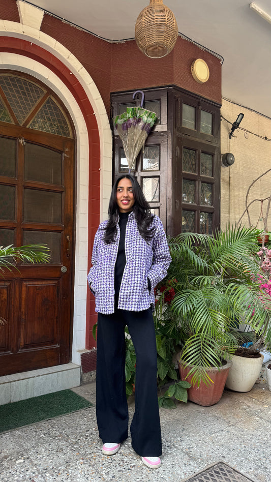 Plaid Flannel Shacket – Purple (Premium Collection) )