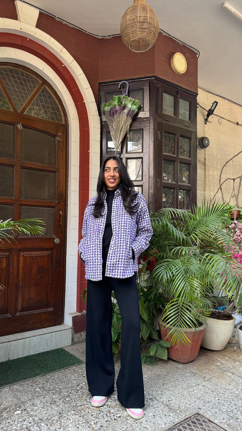Plaid Flannel Shacket – Purple (Premium Collection) )