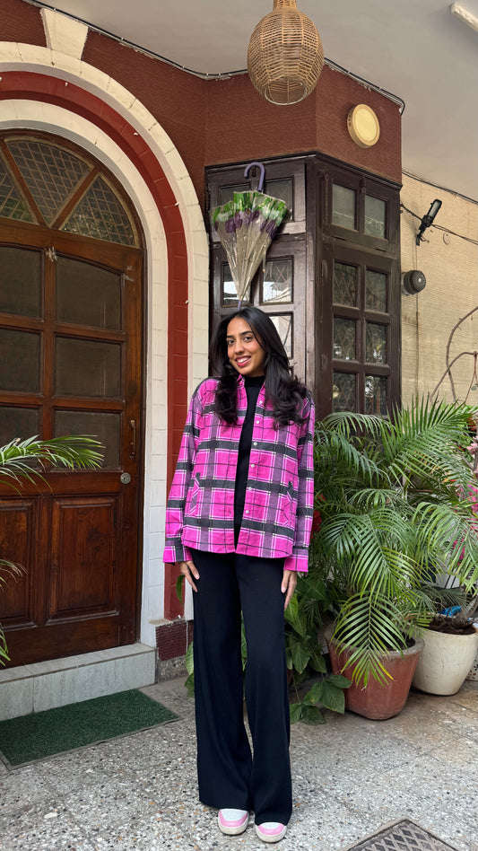 Plaid Flannel Shacket – Pink (Premium Collection)