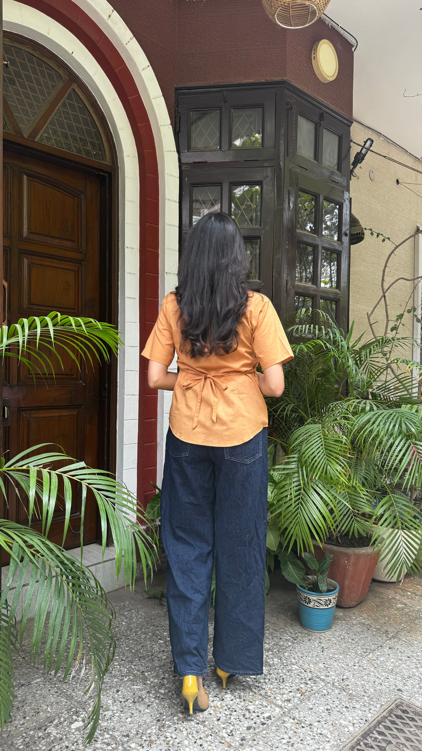 Sleeved Cotton Waistcoat - Beige